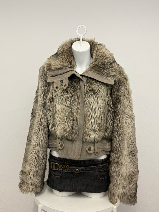 Faux Fur Bomber Jacket (UK16)