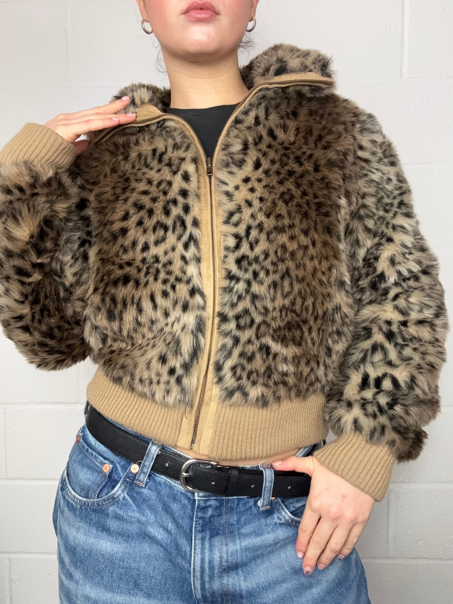 Leopard Faux Fur Jacket (UK8)