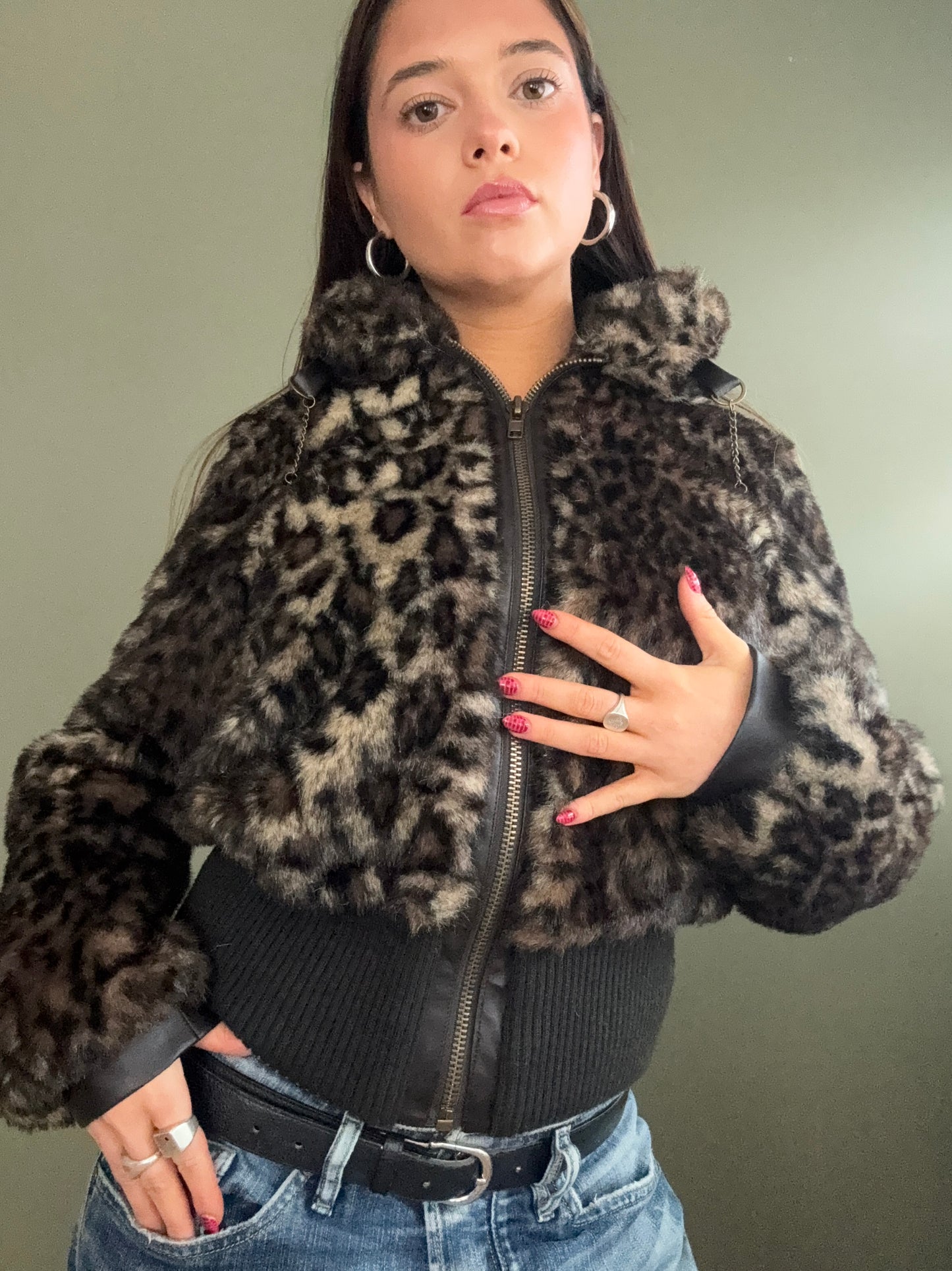 Faux Fur Leopard Jacket (M)