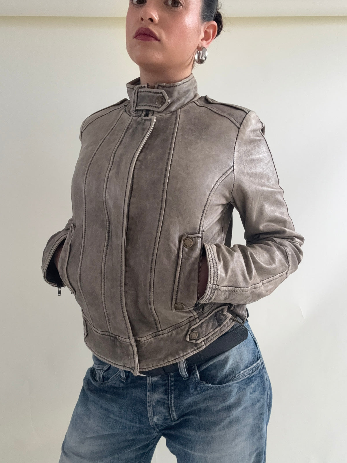Vintage Pepe Jeans Leather Biker Jacket (M)