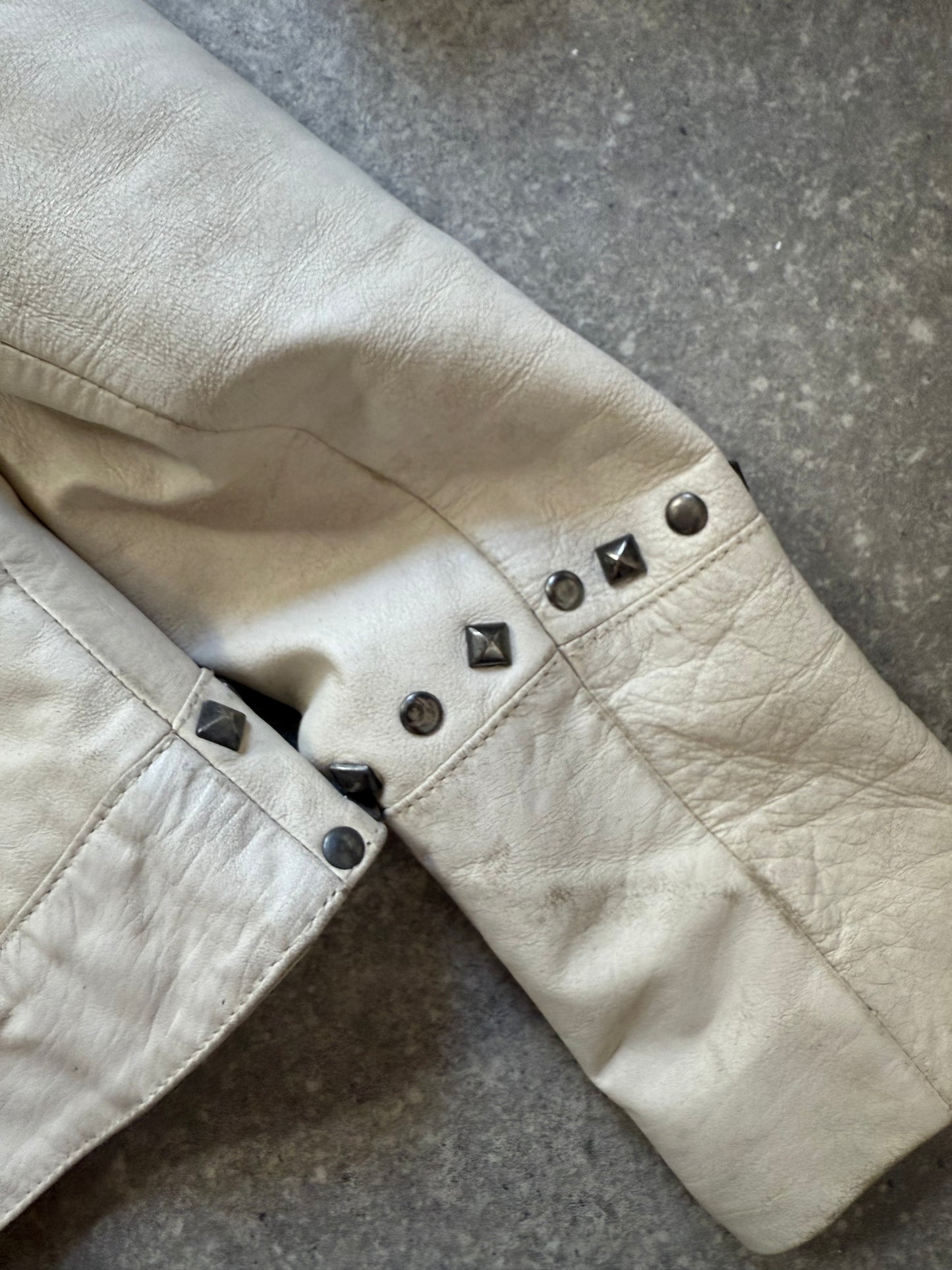 Cream Leather Jacket (S)