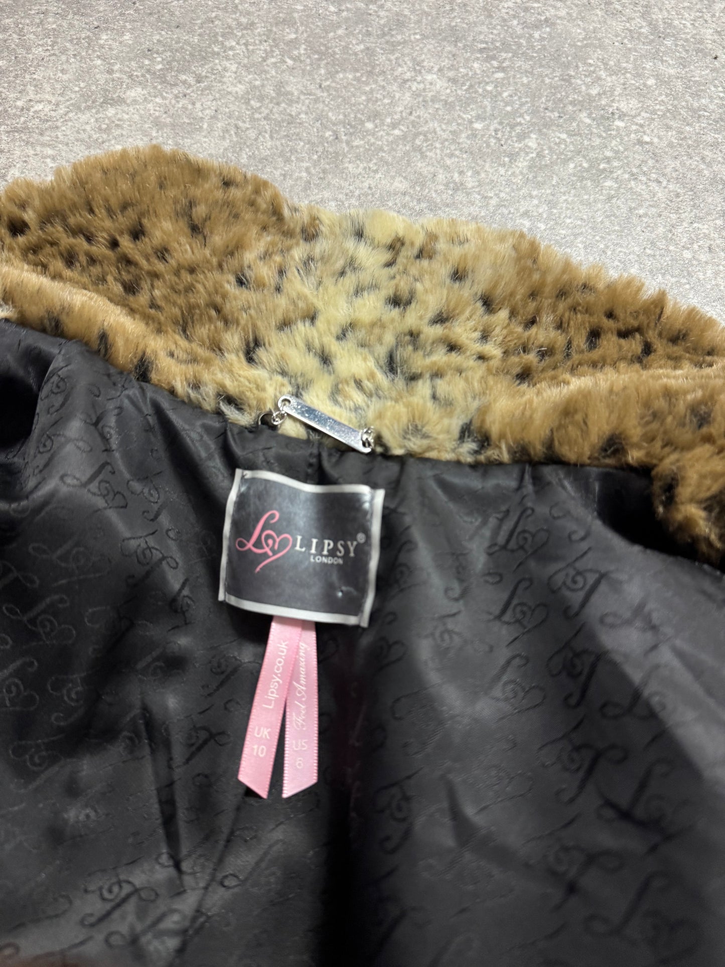 Lipsy Leopard Faux Fur Jacket (UK10)