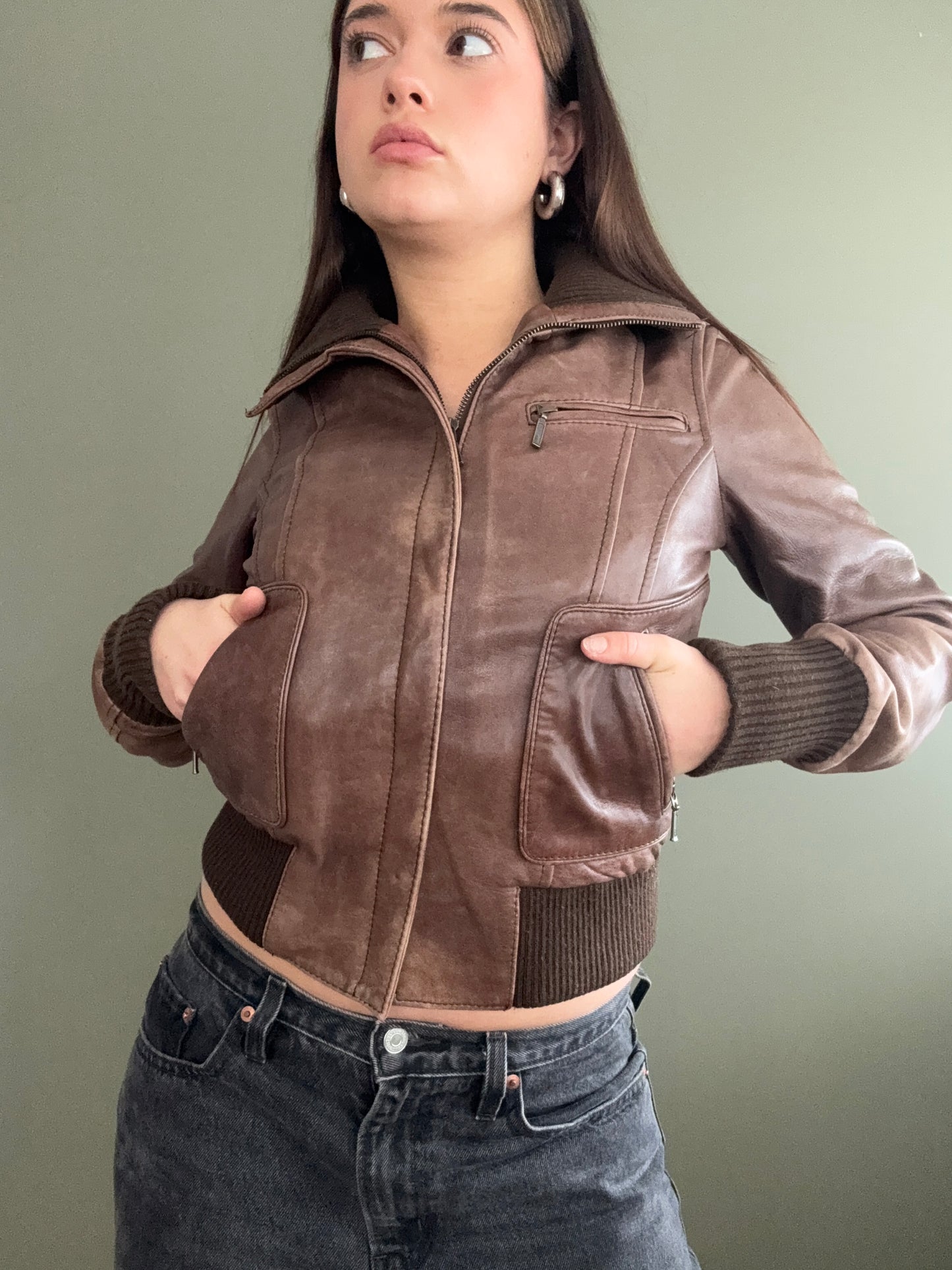 Oasis Brown Leather Jacket
