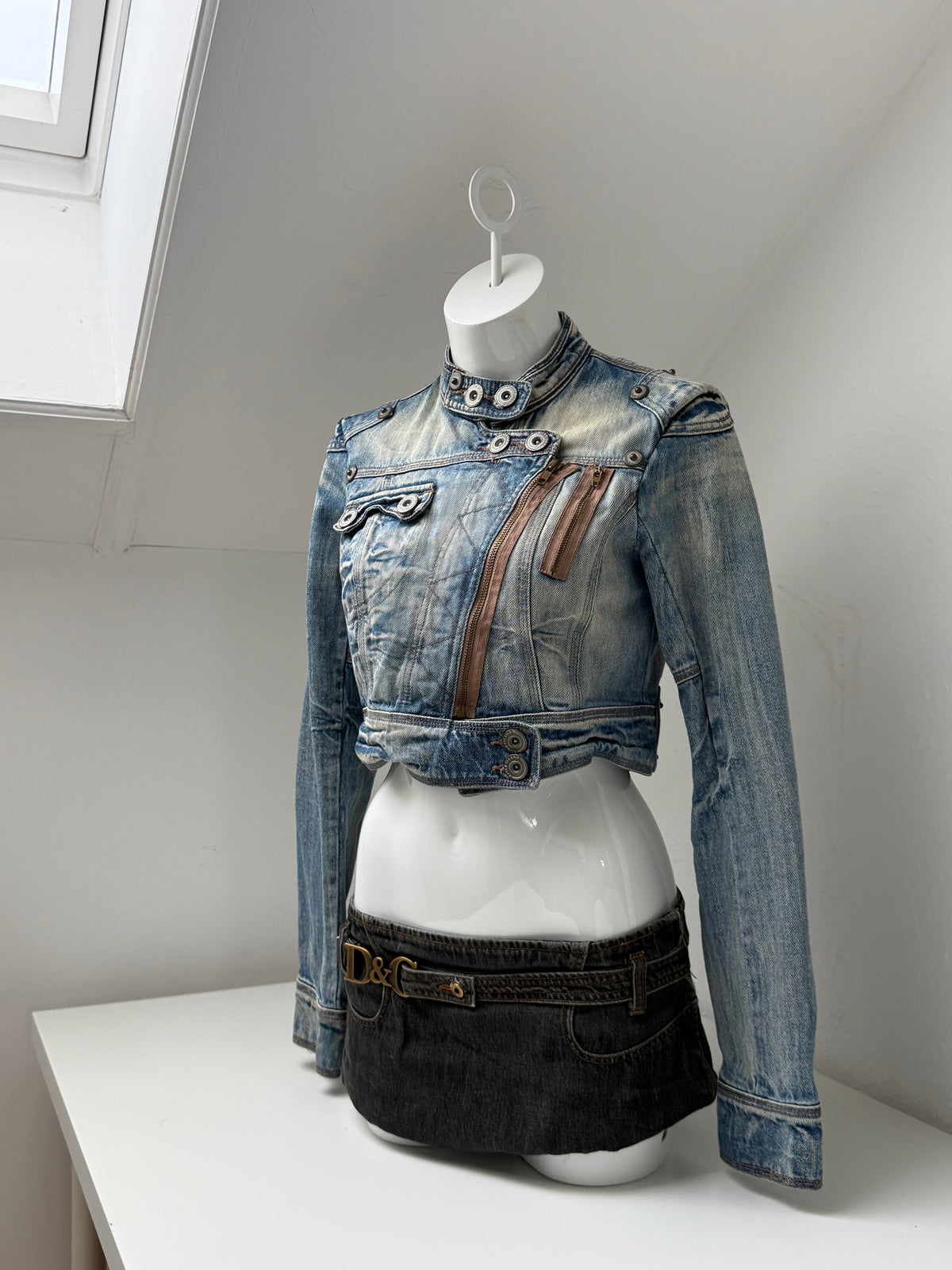 Cropped Denim Utility Jacket (UK12)