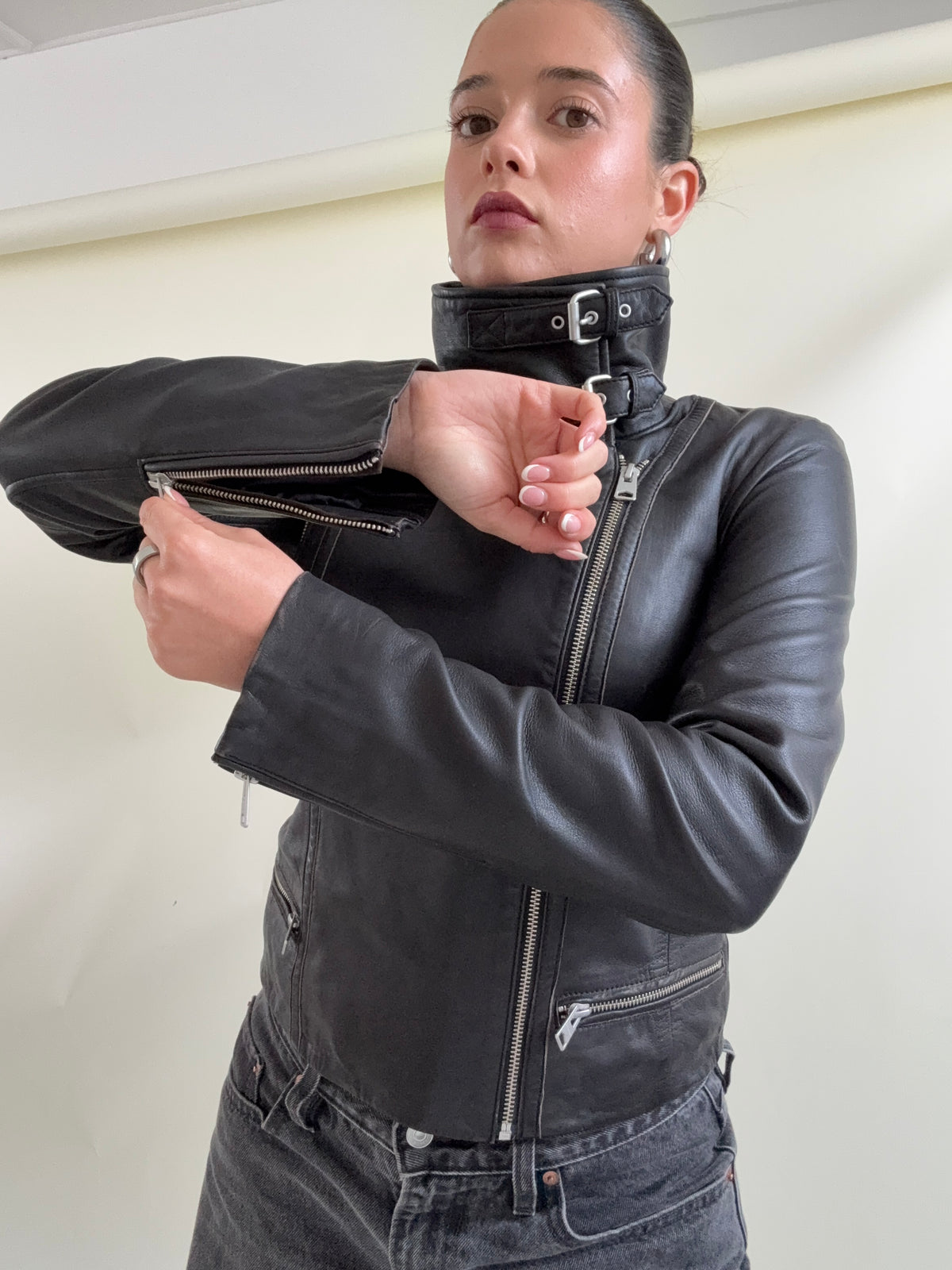 Allsaints Leather Buckle Jacket (UK8)