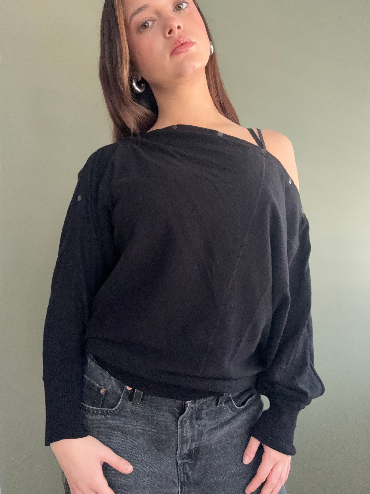 Allsaints Popper Detail Bat Wing Jumper (L)