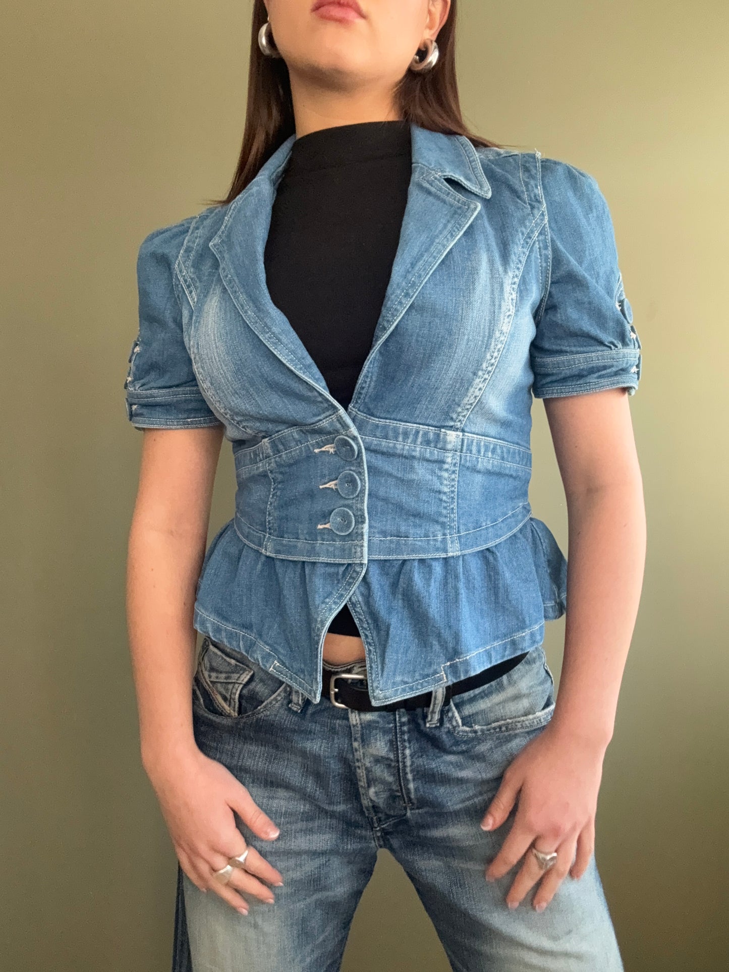 Denim Fitted Shortsleeve Jacket (UK12)