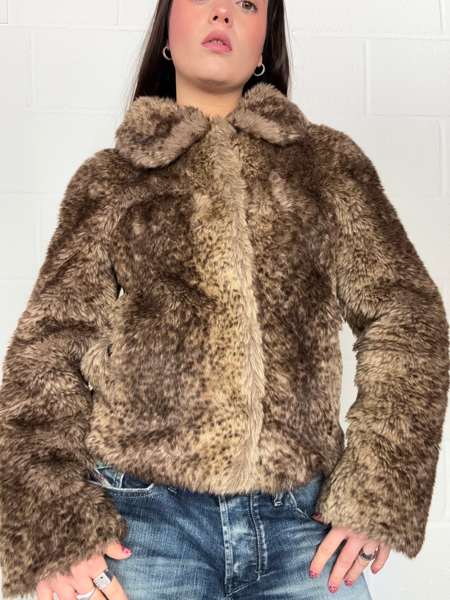 Leopard Faux Fur Jacket (XS)