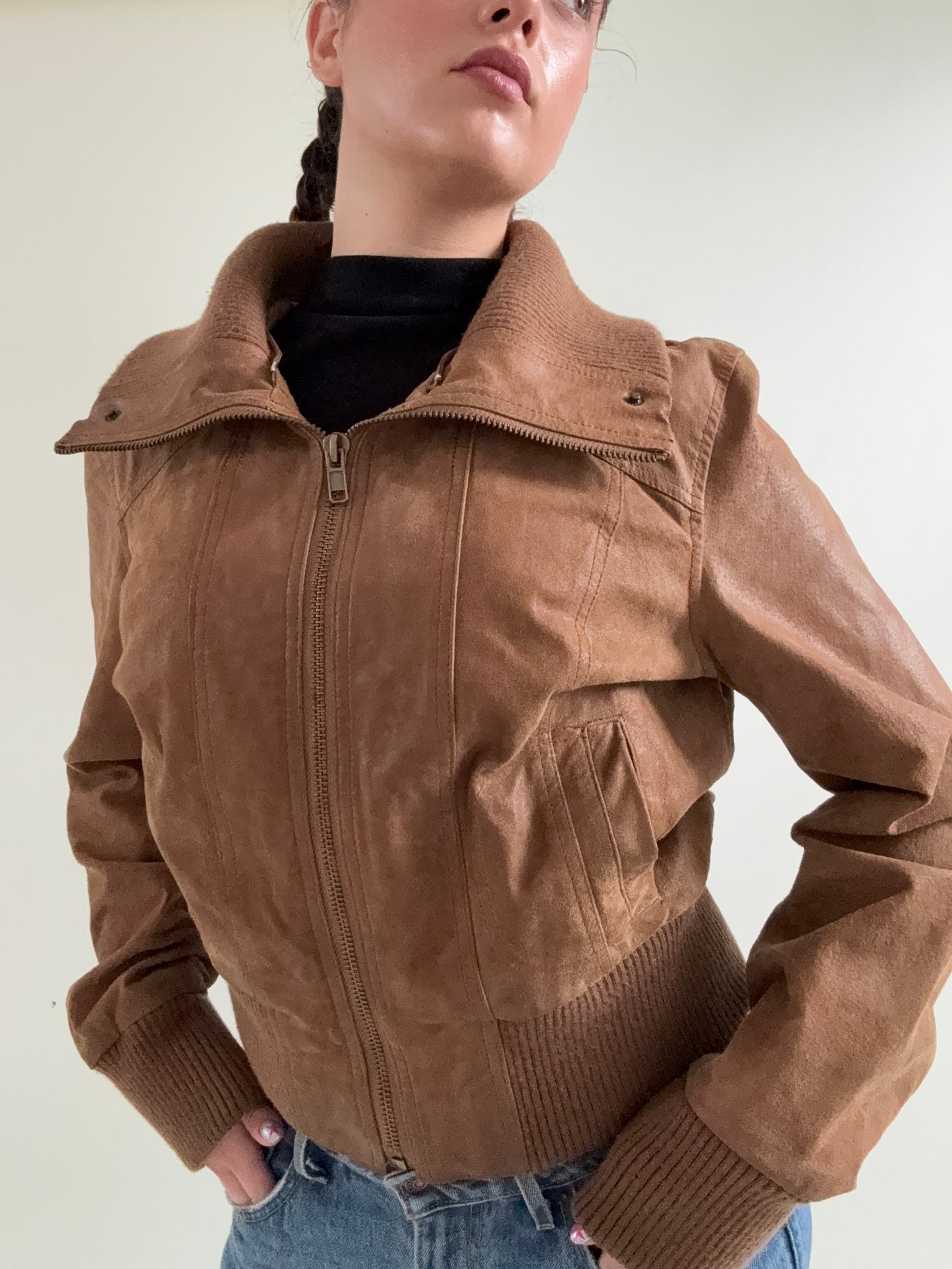 Leather Bomber Jacket (UK16)