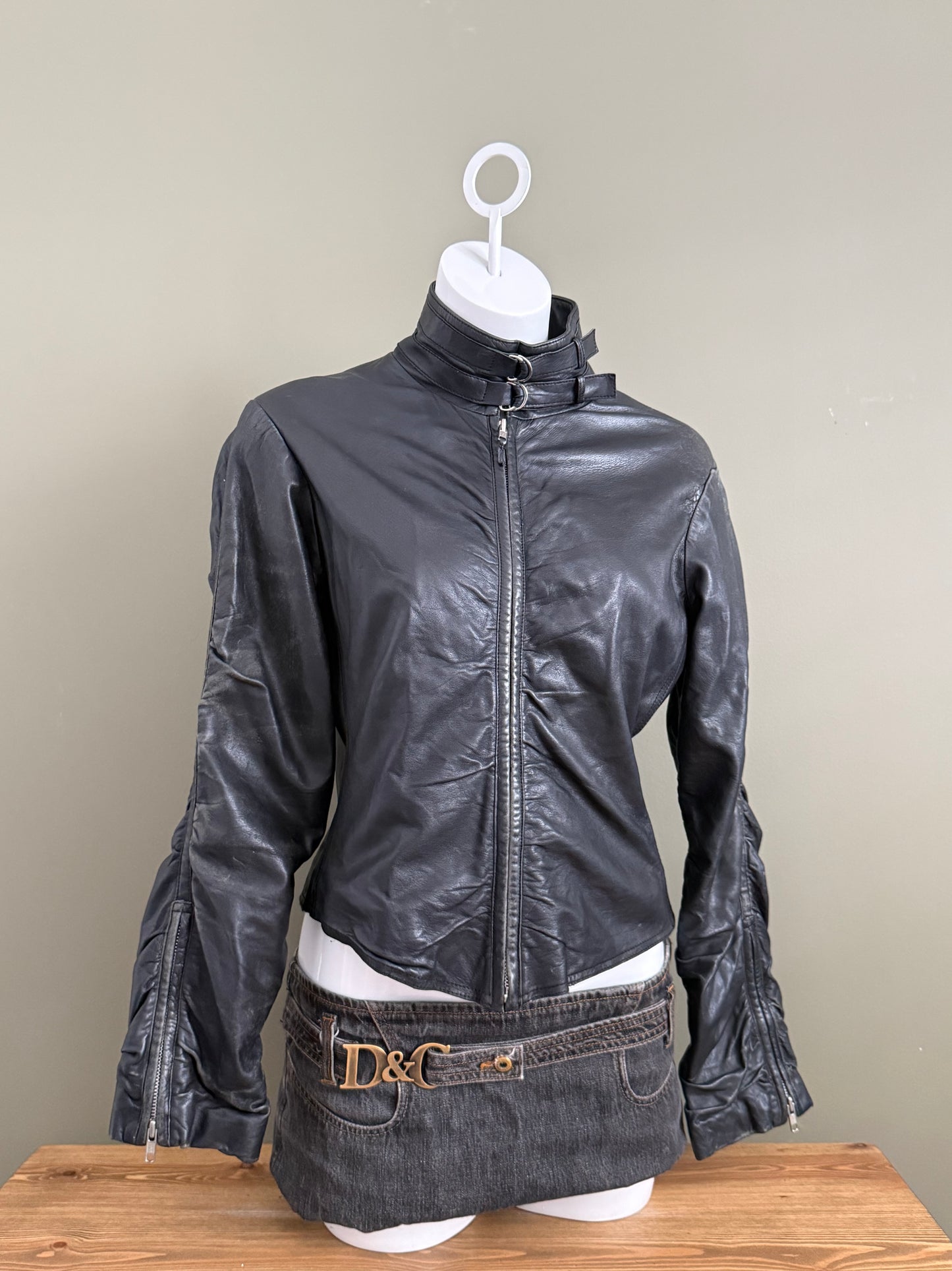 Leather Ruched Jacket (UK14)