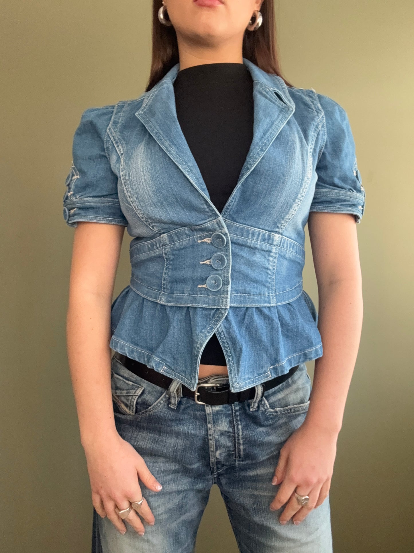 Denim Fitted Shortsleeve Jacket (UK12)