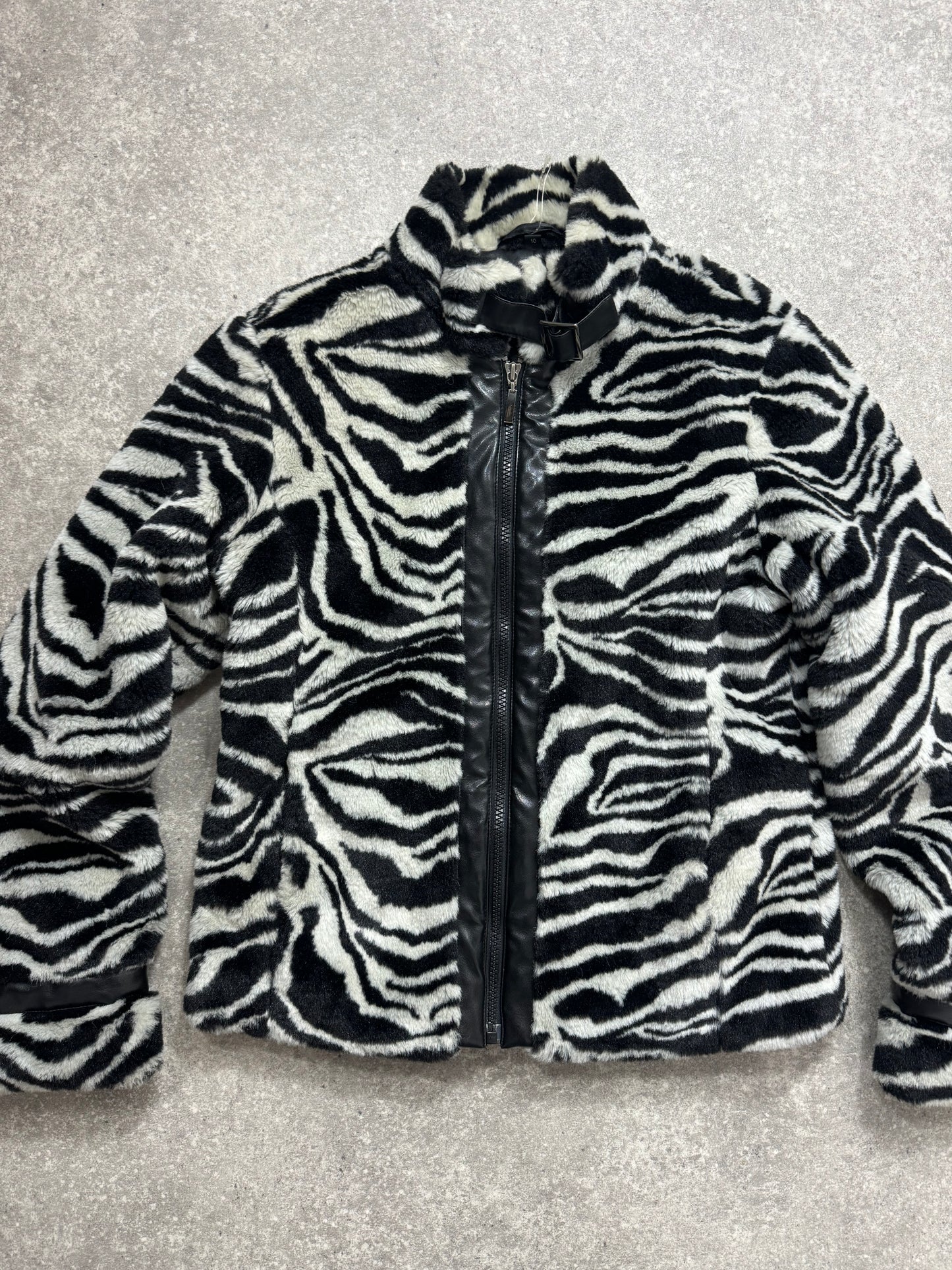 Zebra Y2K Faux Fur Jacket