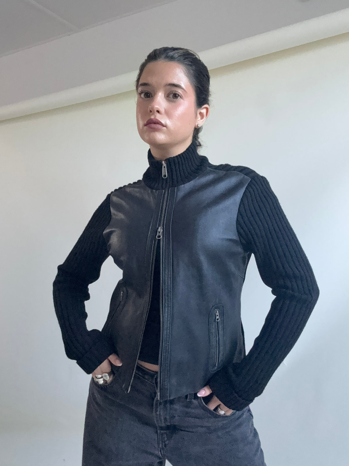 Knitted Leather Jacket (UK14)