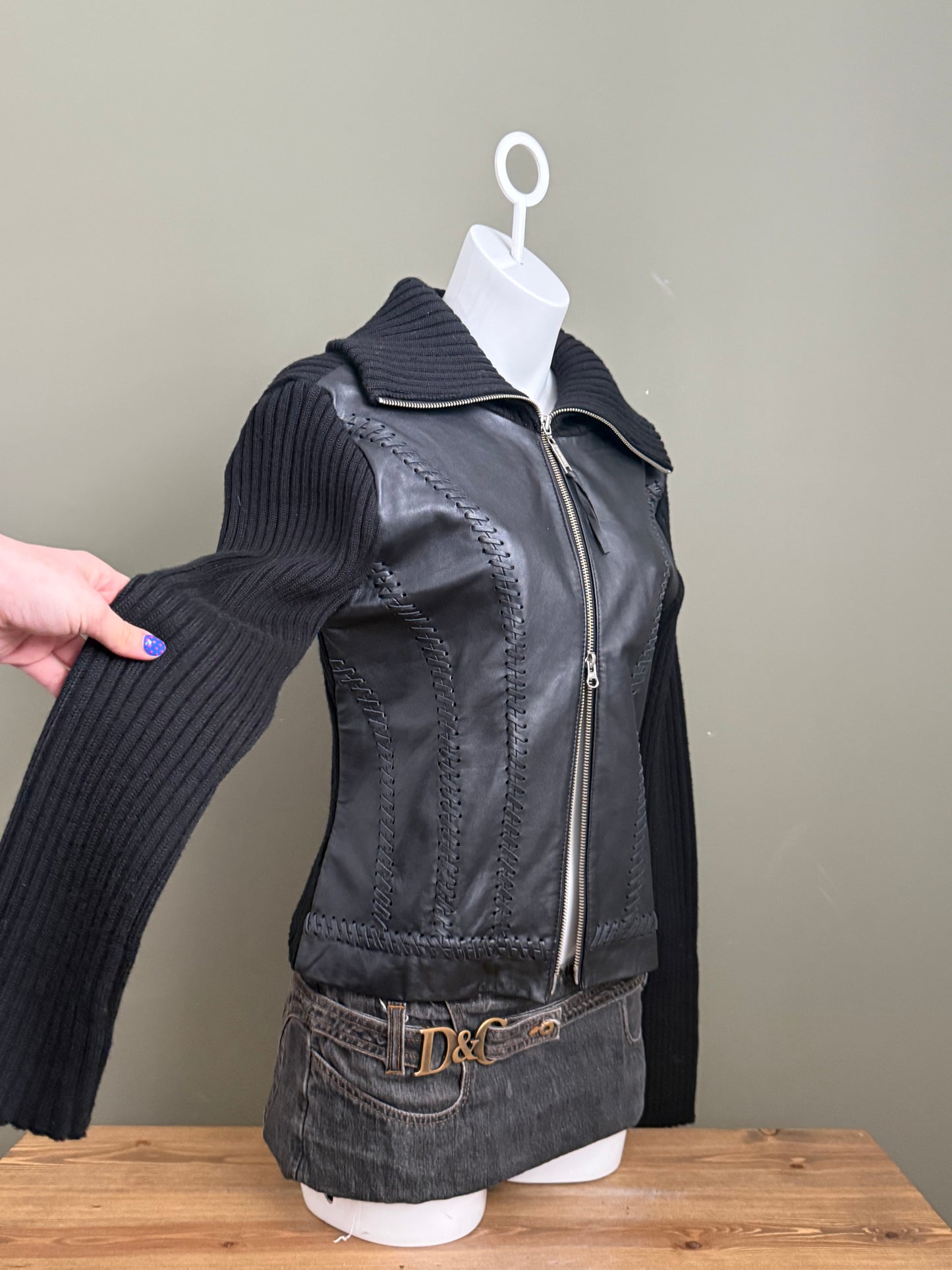 Knitted Leather Jacket (UK14)