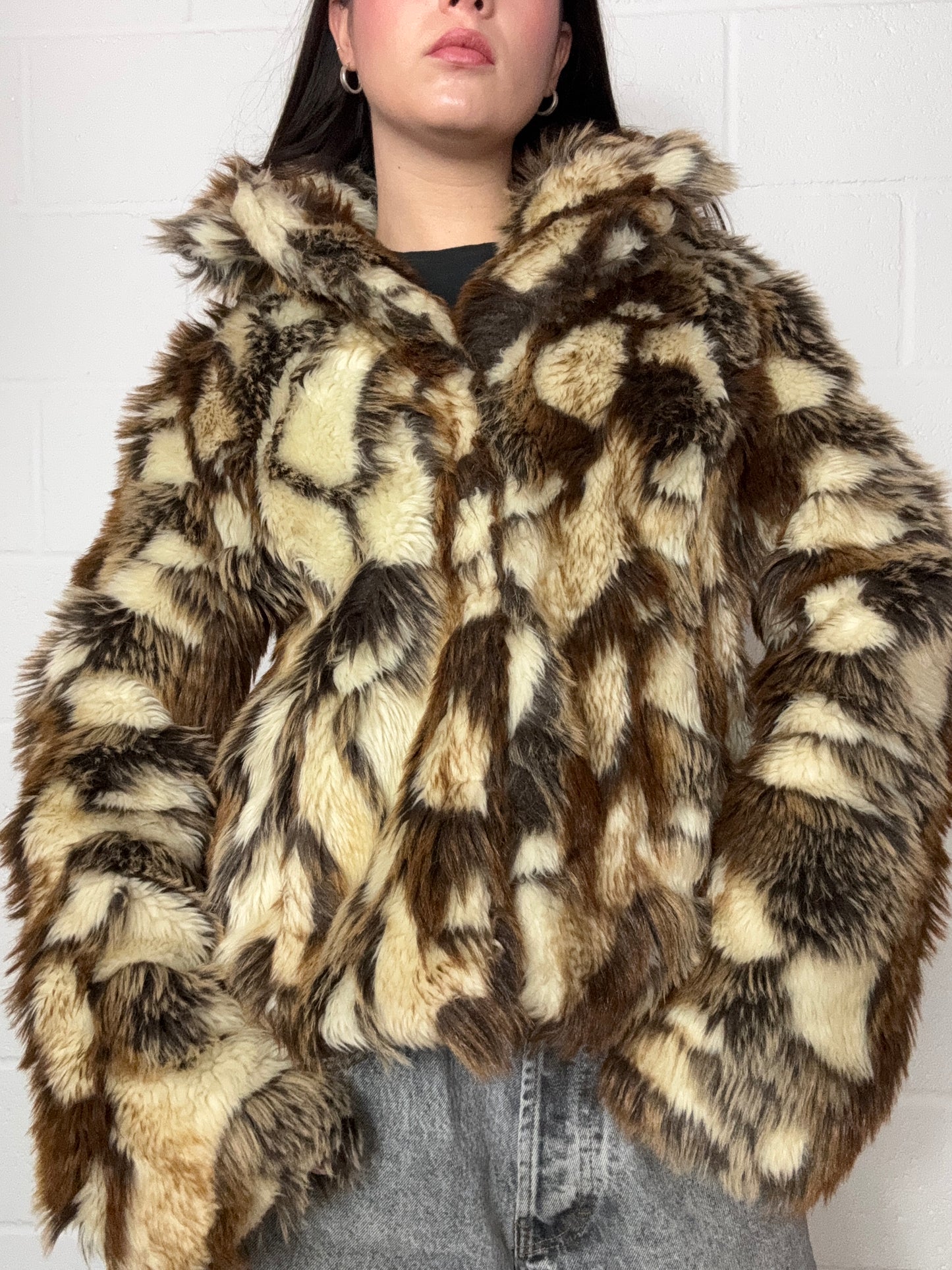 Faux Fur Patchwork Jacket (UK12)