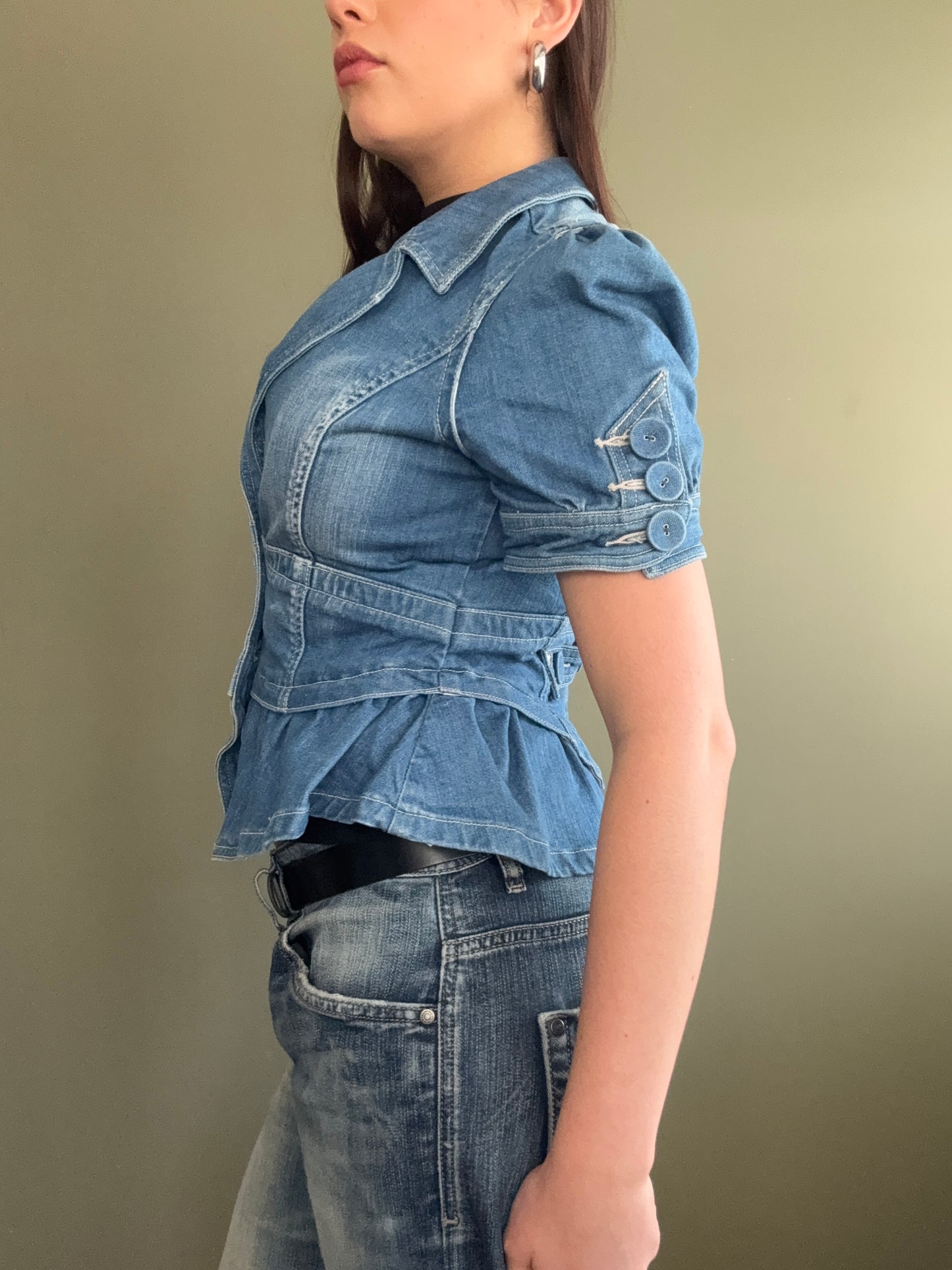 Denim Fitted Shortsleeve Jacket (UK12)