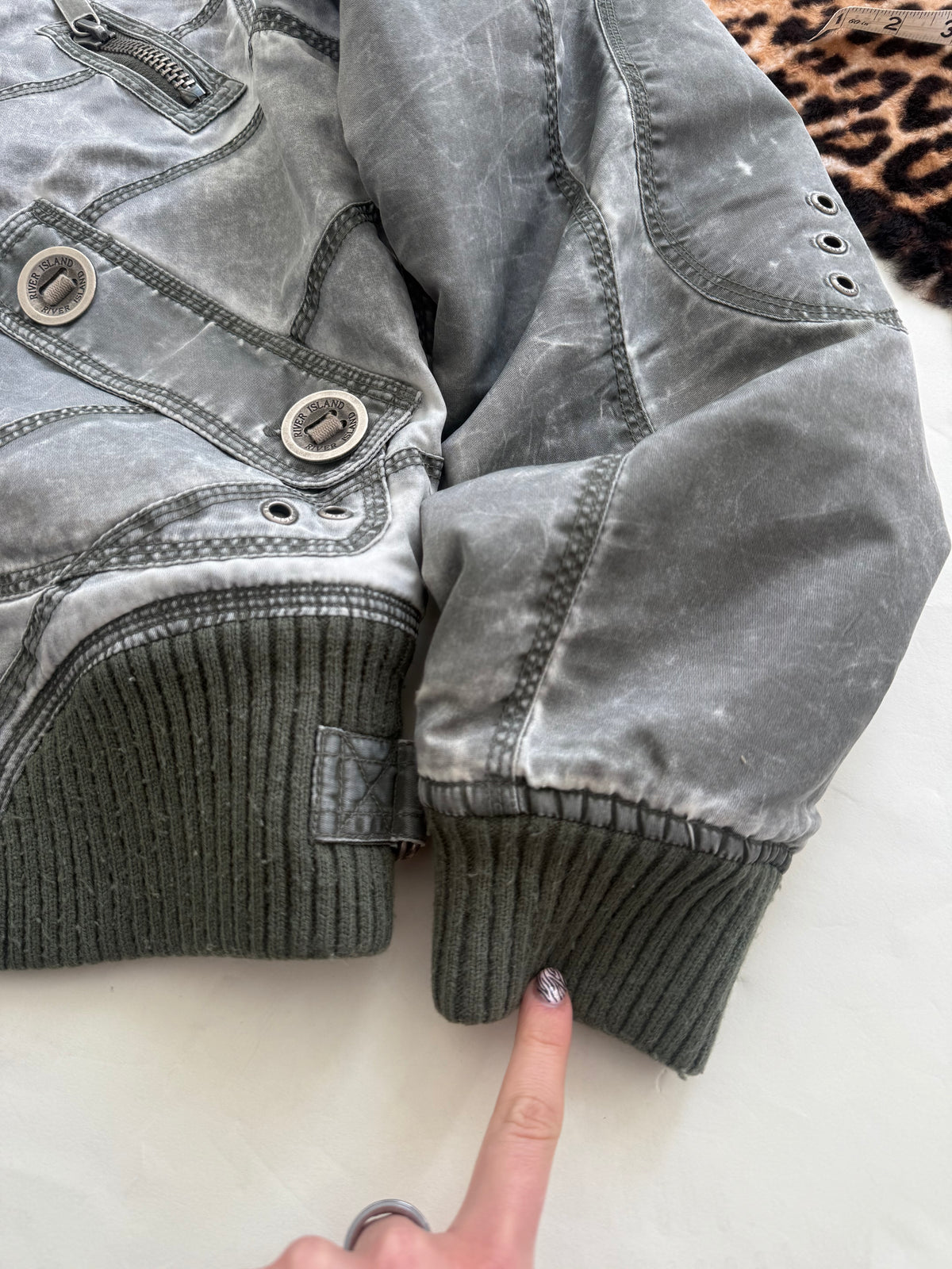 Khaki Y2K Bomber Jacket (UK14)