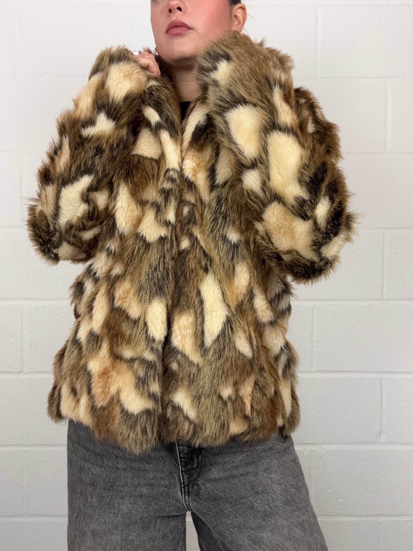 Faux Fur Patchwork Jacket (UK10)