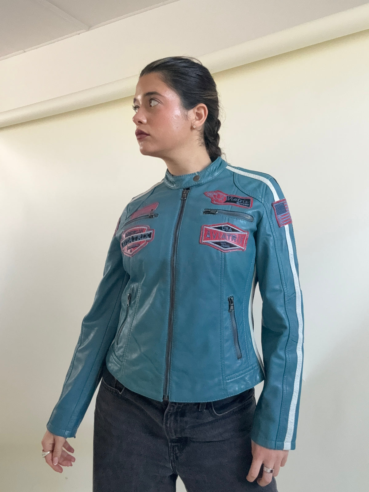 Aviatrix Leather Biker Jacket (S)