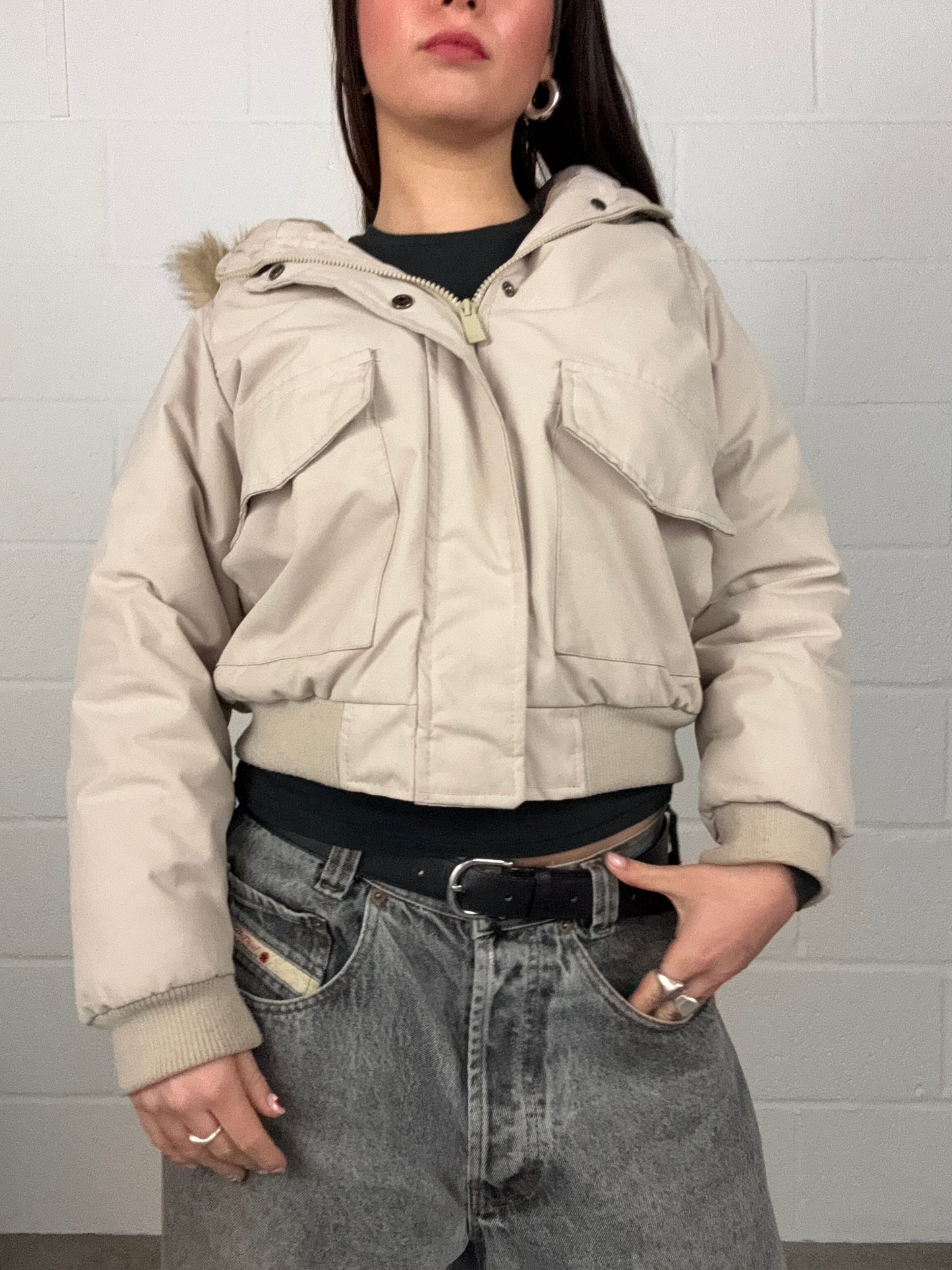 Beige Bomber Jacket (S)