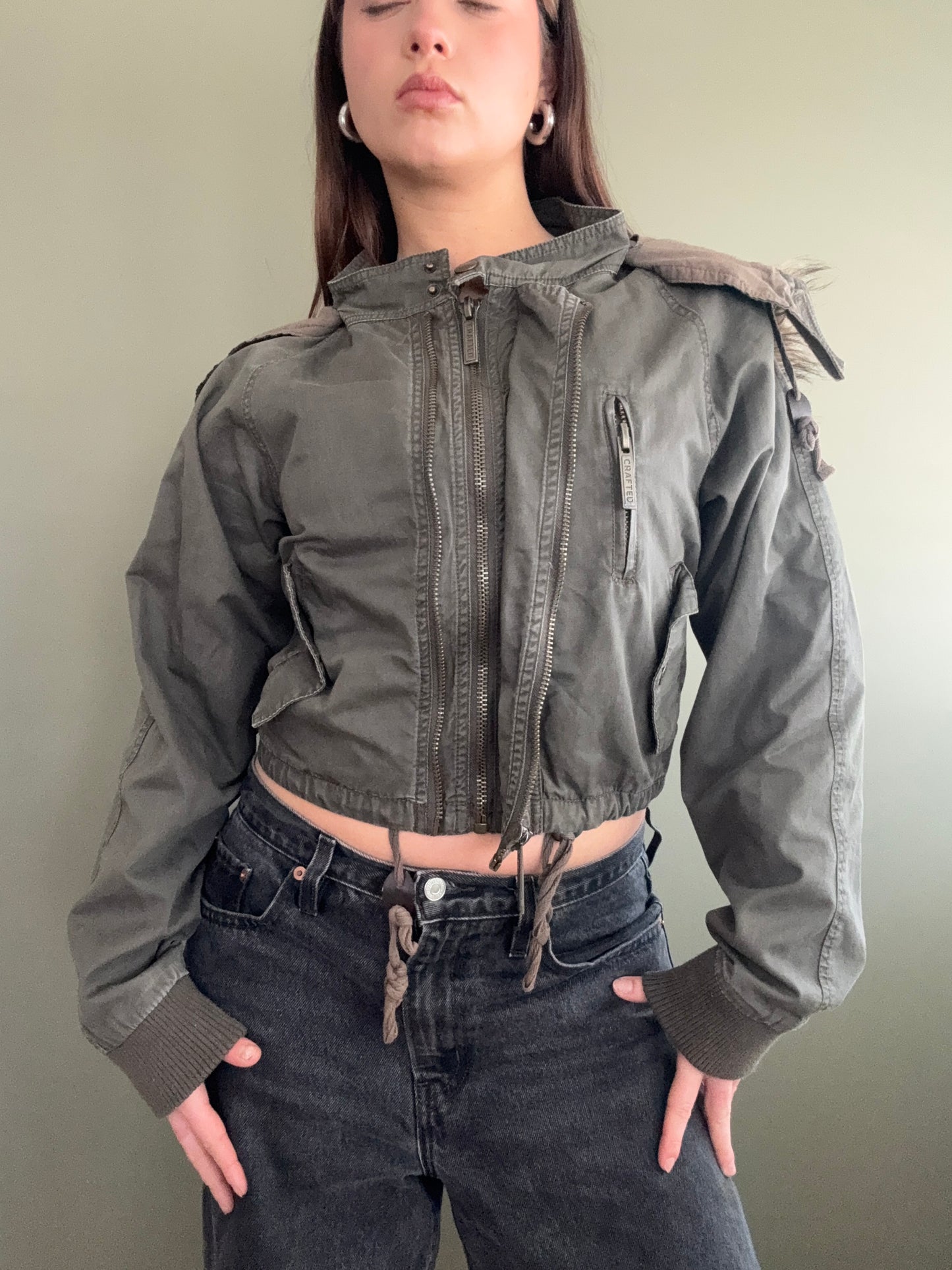 Khaki Bomber Jacket (UK6)