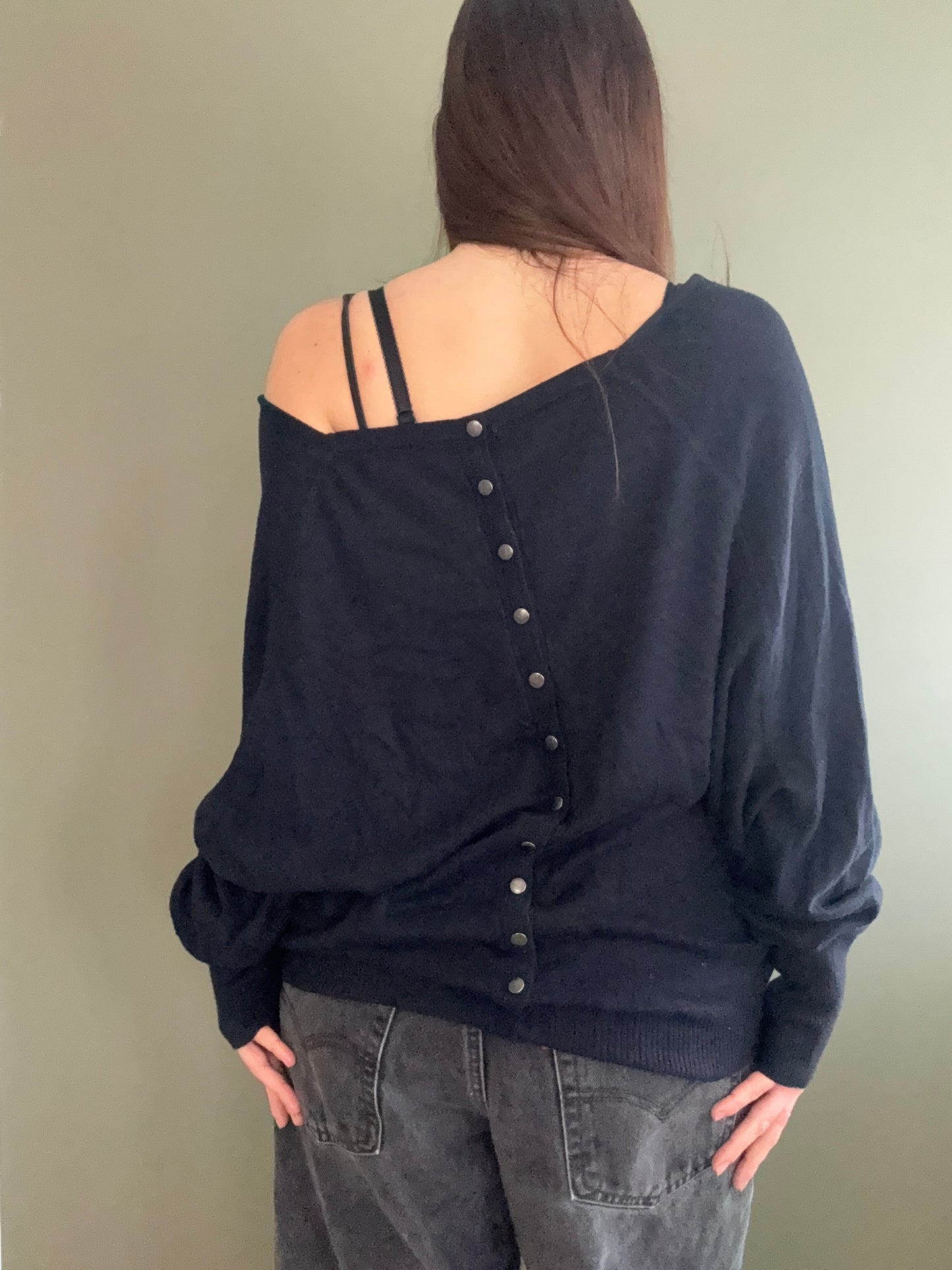 Navy Allsaints Batwing Jumper (L)