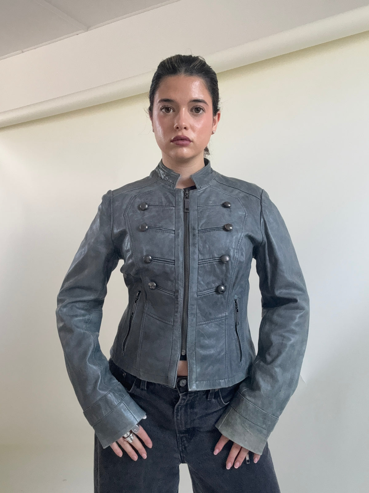 Vintage Leather Military Jacket (UK12)