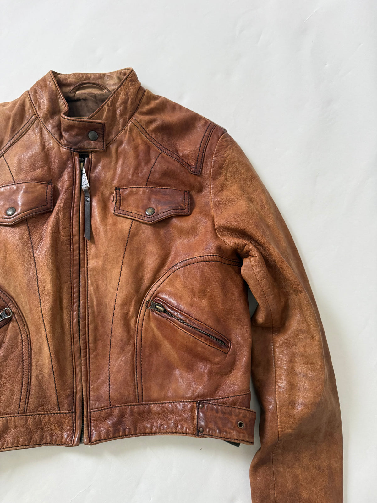 Vintage Cropped Leather Jacket (L)
