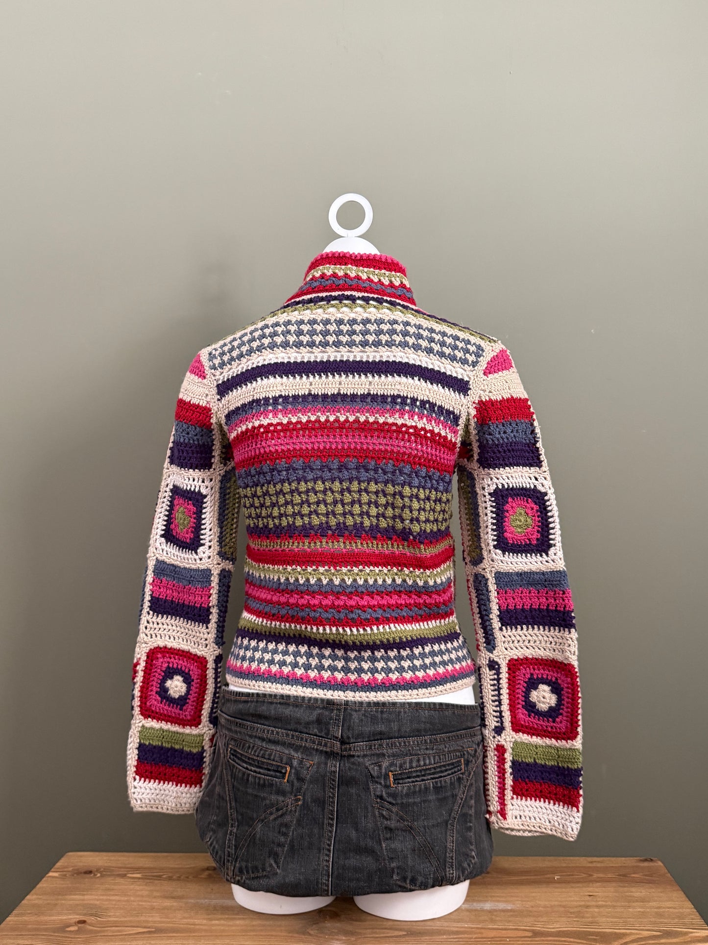 Vintage Crochet Zip Jumper (UK10)