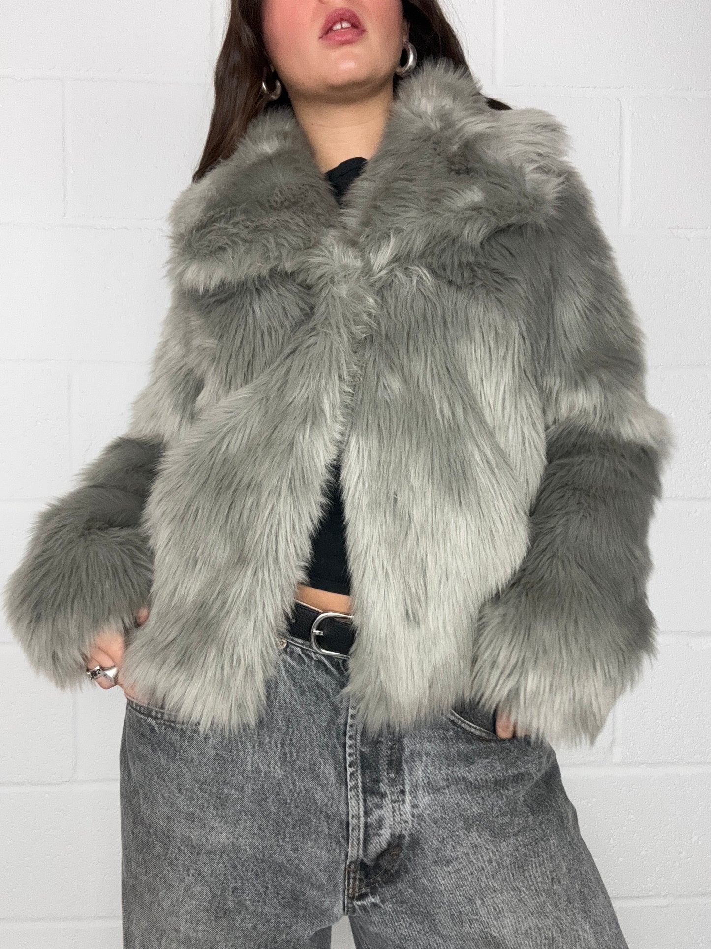 Grey Faux Fur Jacket