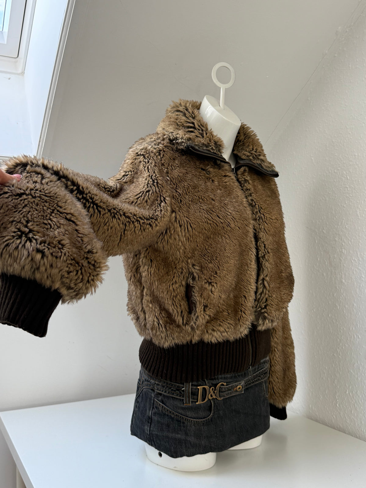Faux Fur Bomber Jacket (UK16)