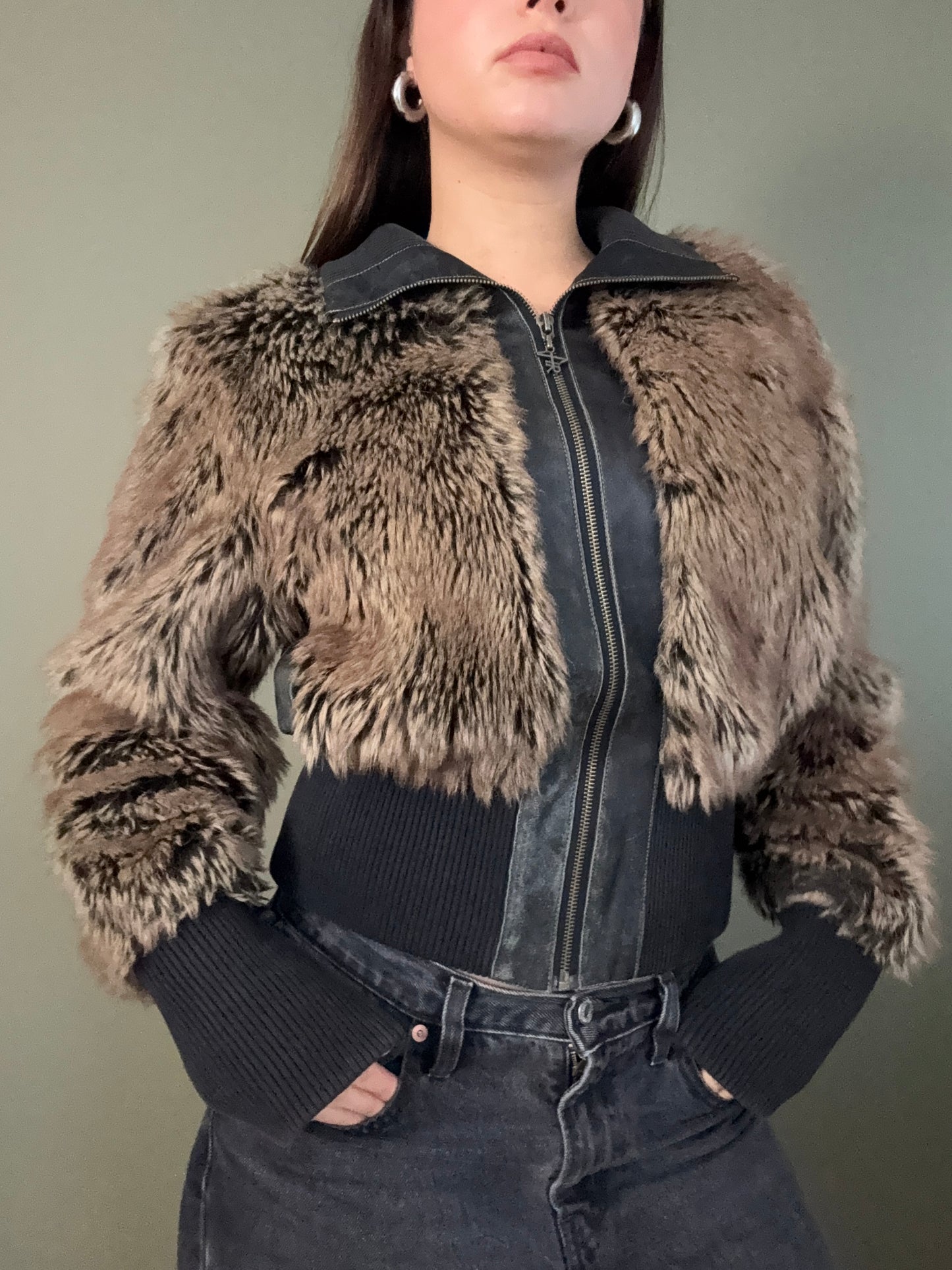 Faux Fur Bomber Jacket (M)
