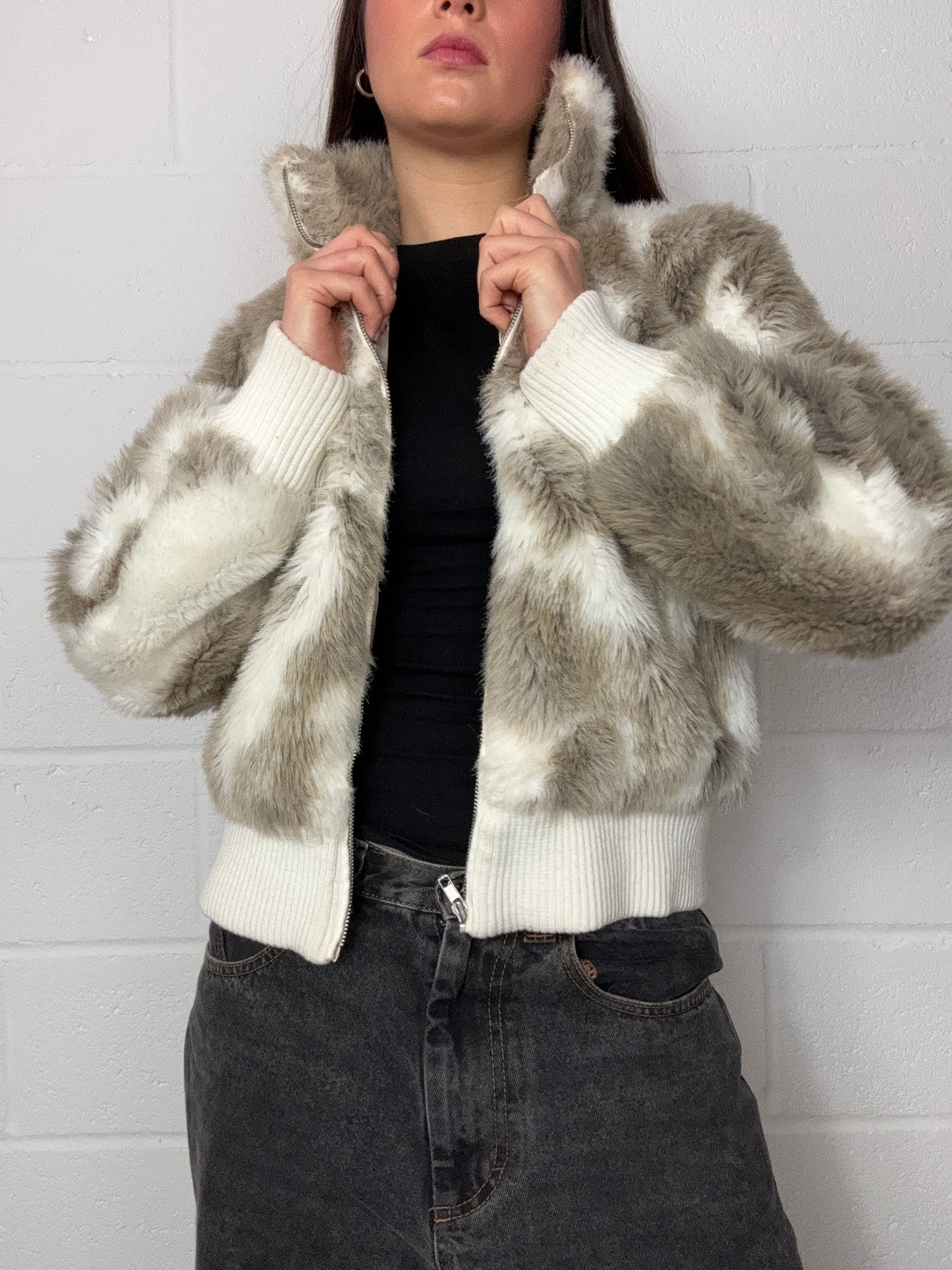 Faux Fur Bomber Jacket (UK10)