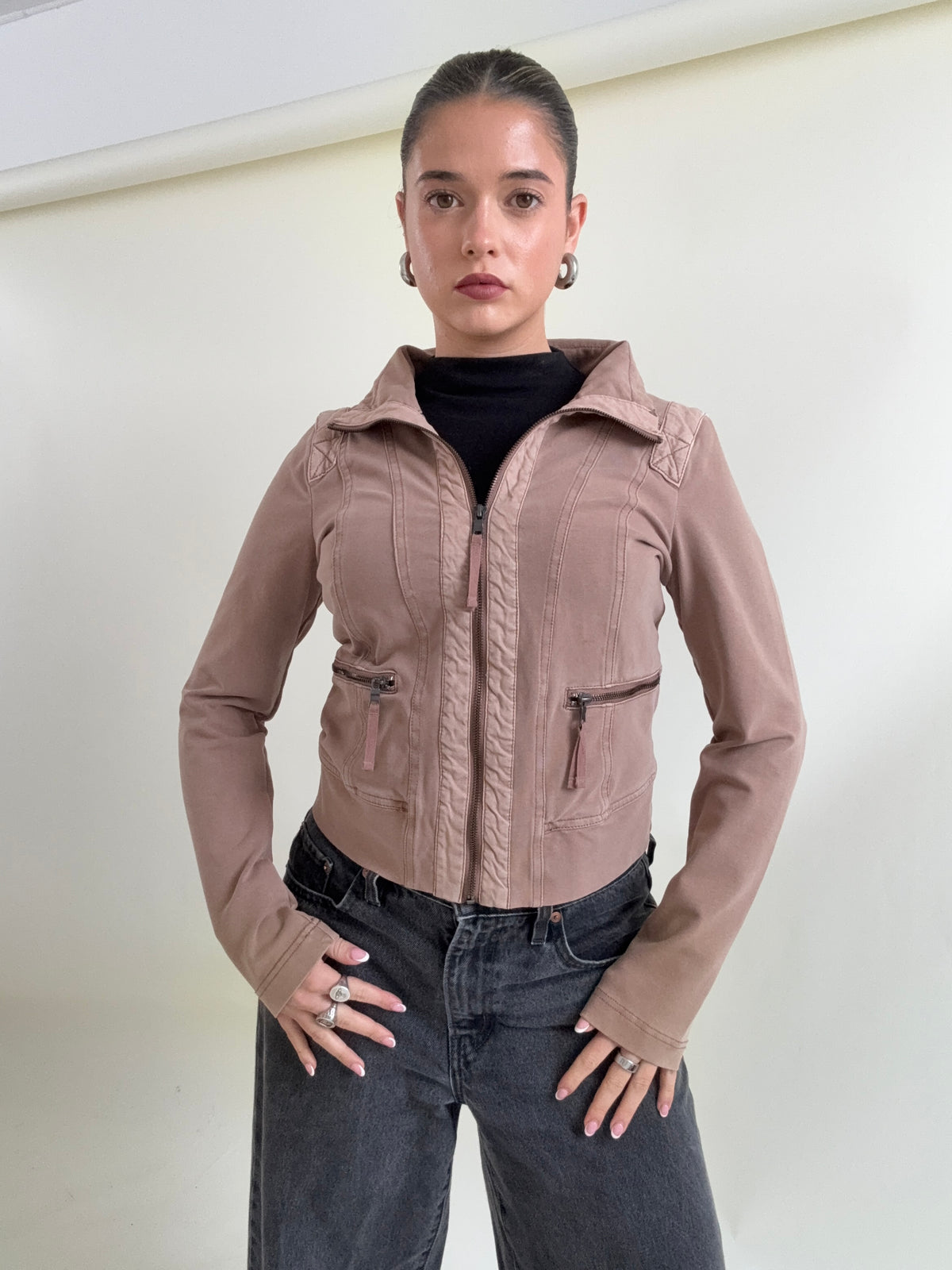 Beige Cargo Zip Jumper (M)