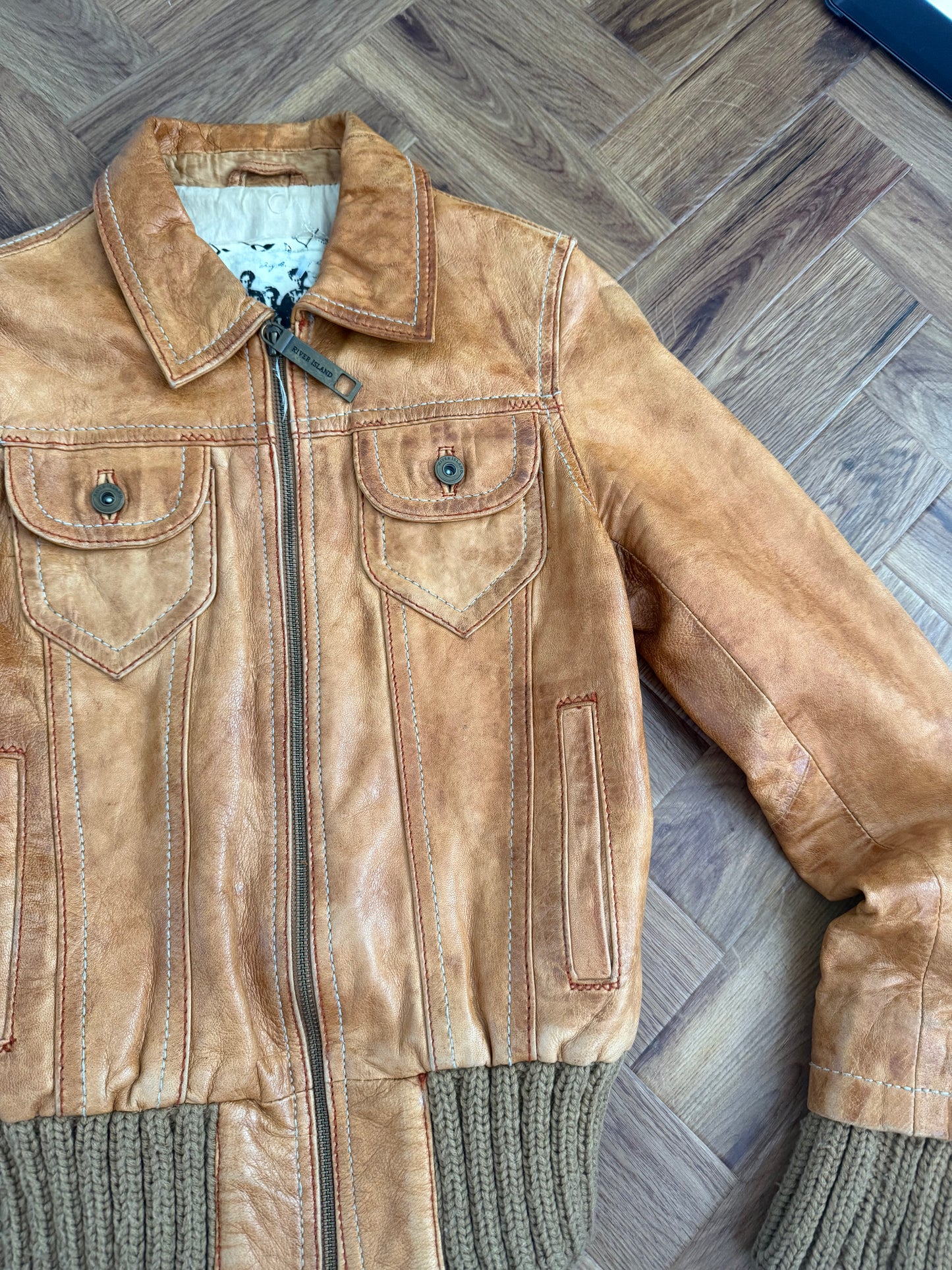 Vintage Leather Bomber Jacket (UK10)