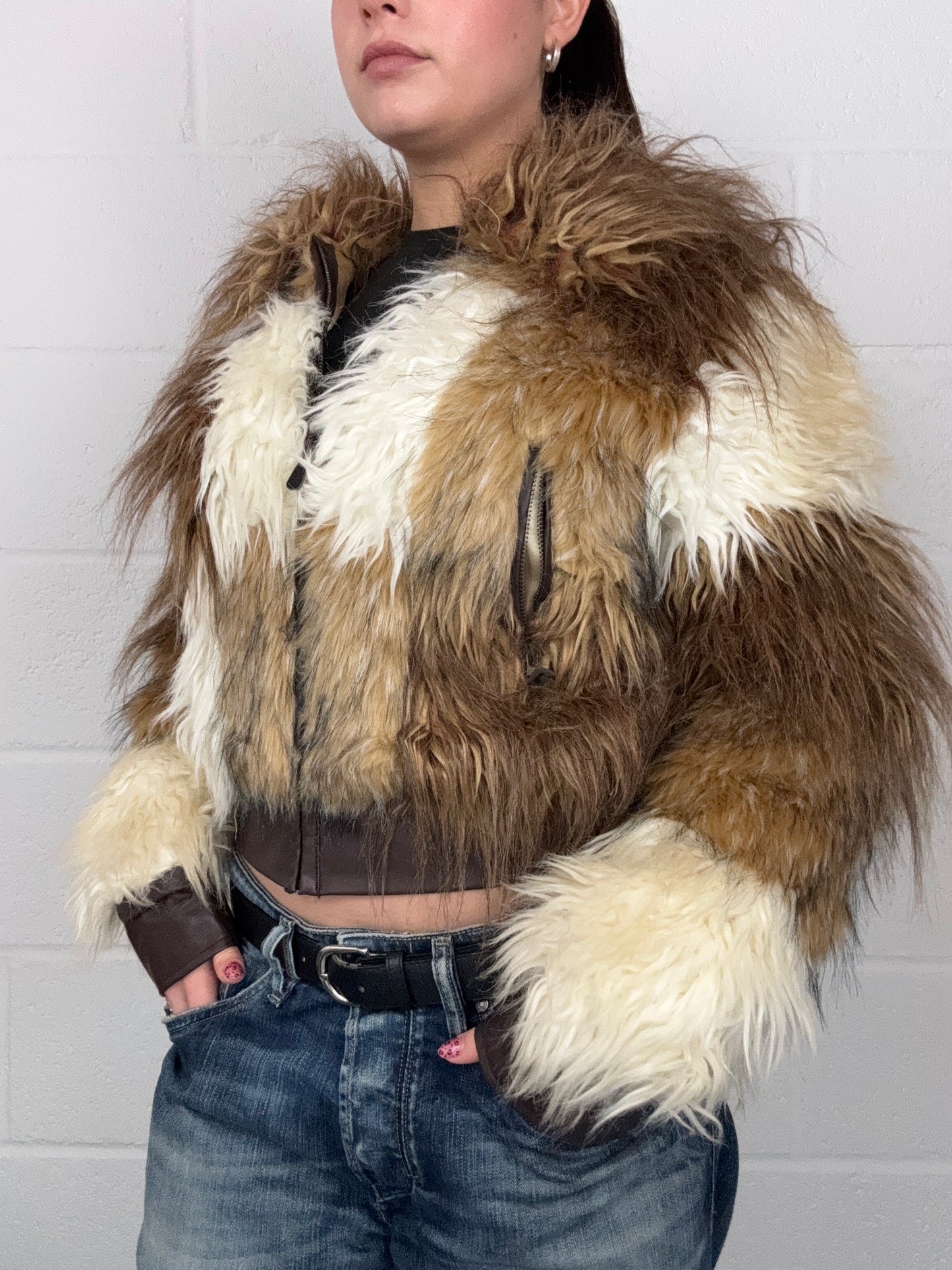 Hooch Faux Fur Patchwork Jacket (UK10)