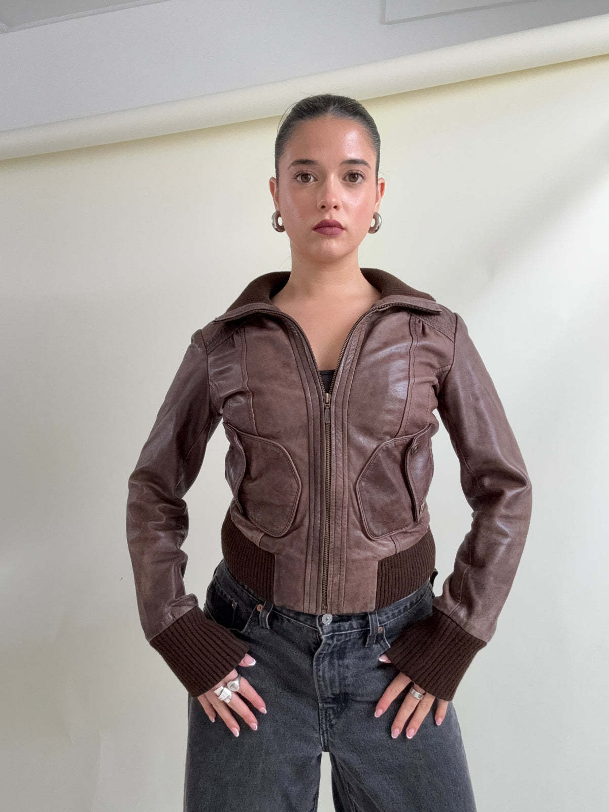 Vintage Brown Leather Jacket (UK10)