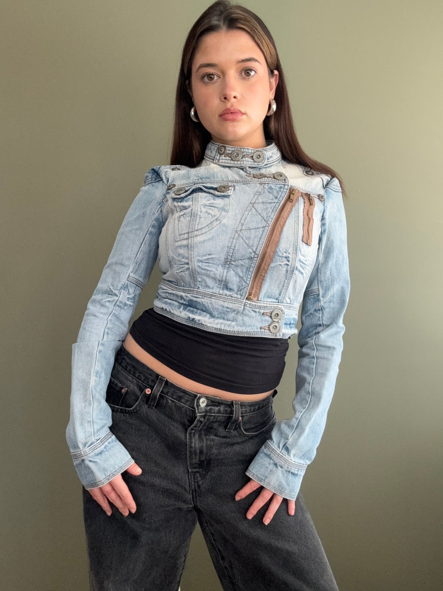 Cropped Denim Corset Jacket (UK8)