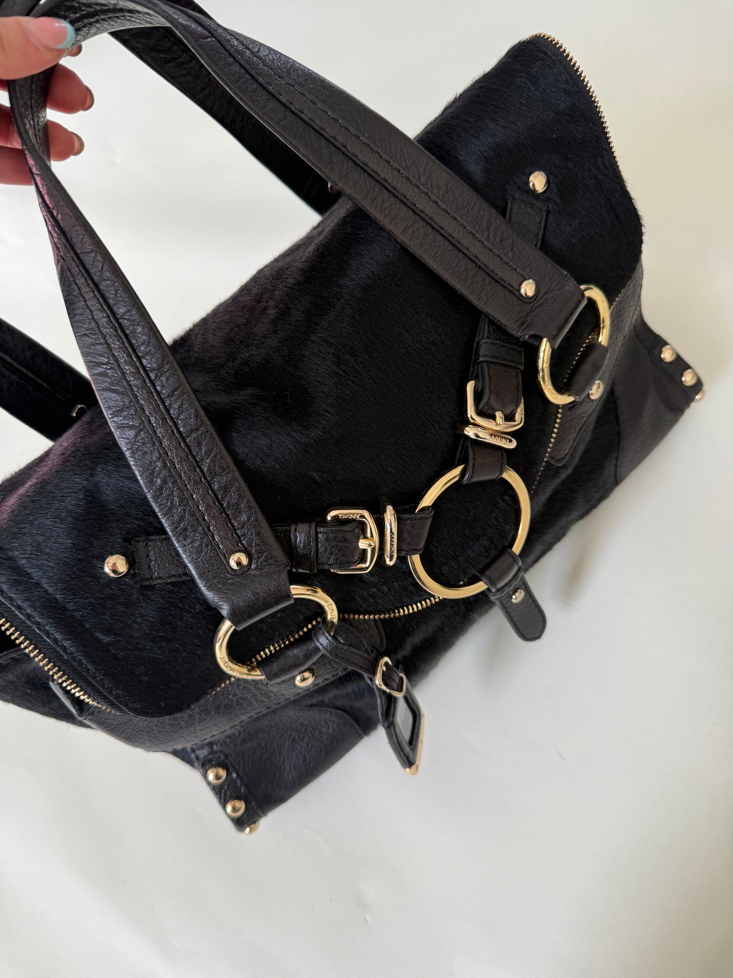 DKNY Pony Hair Studded Handbag