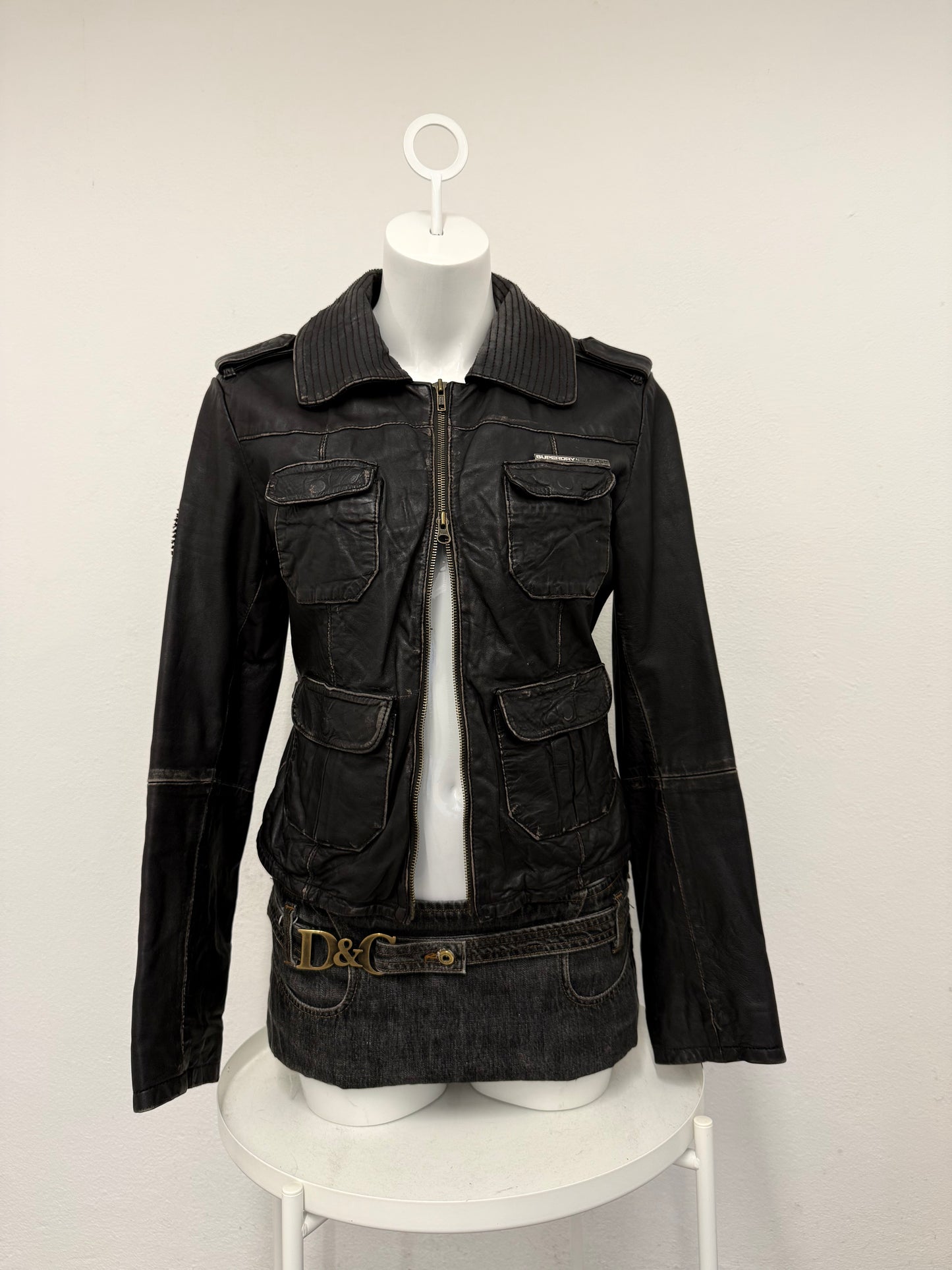 Superdry Cargo Leather Jacket (M)