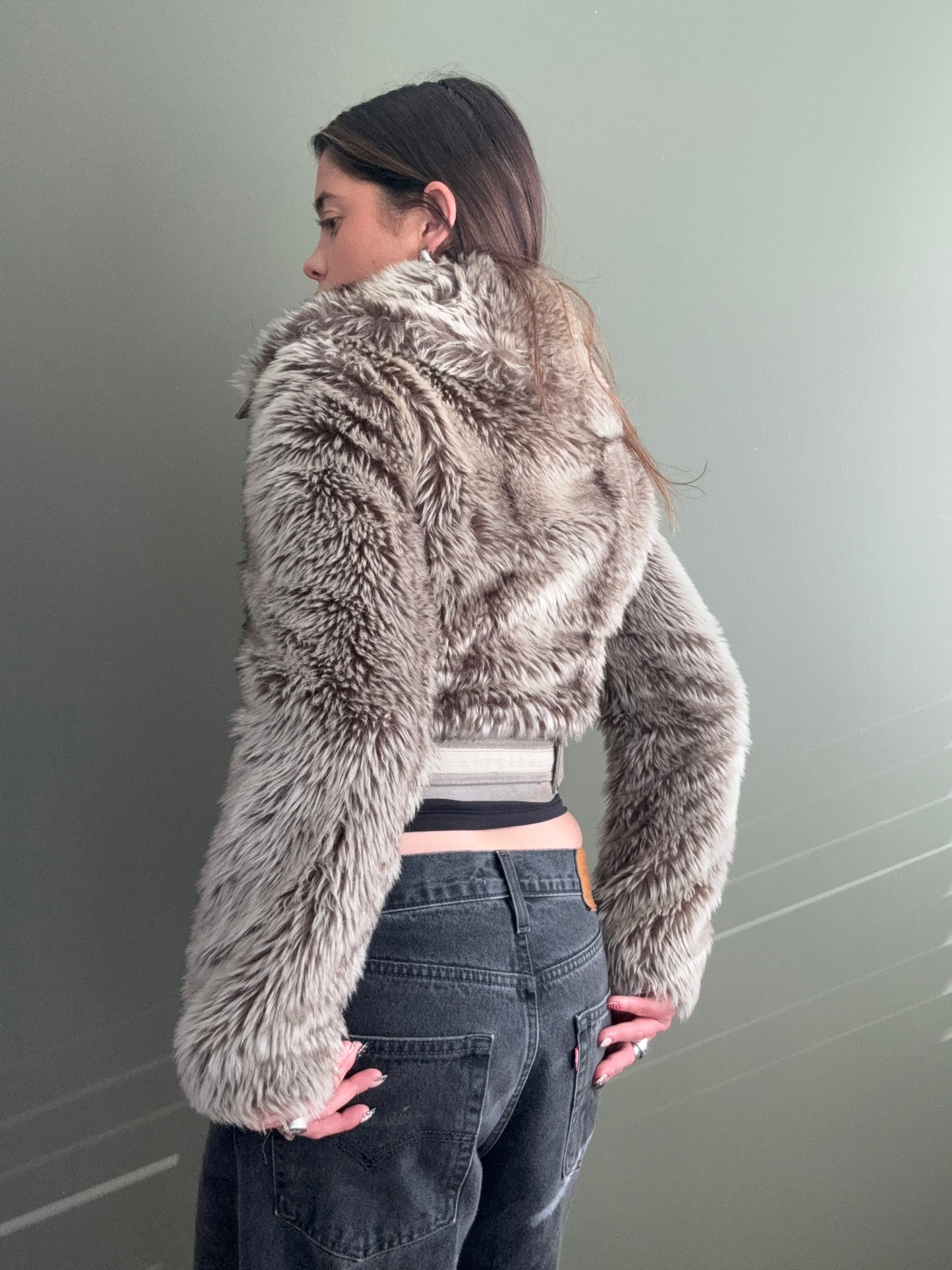 Faux Fur Bomber Jacket (UK6)