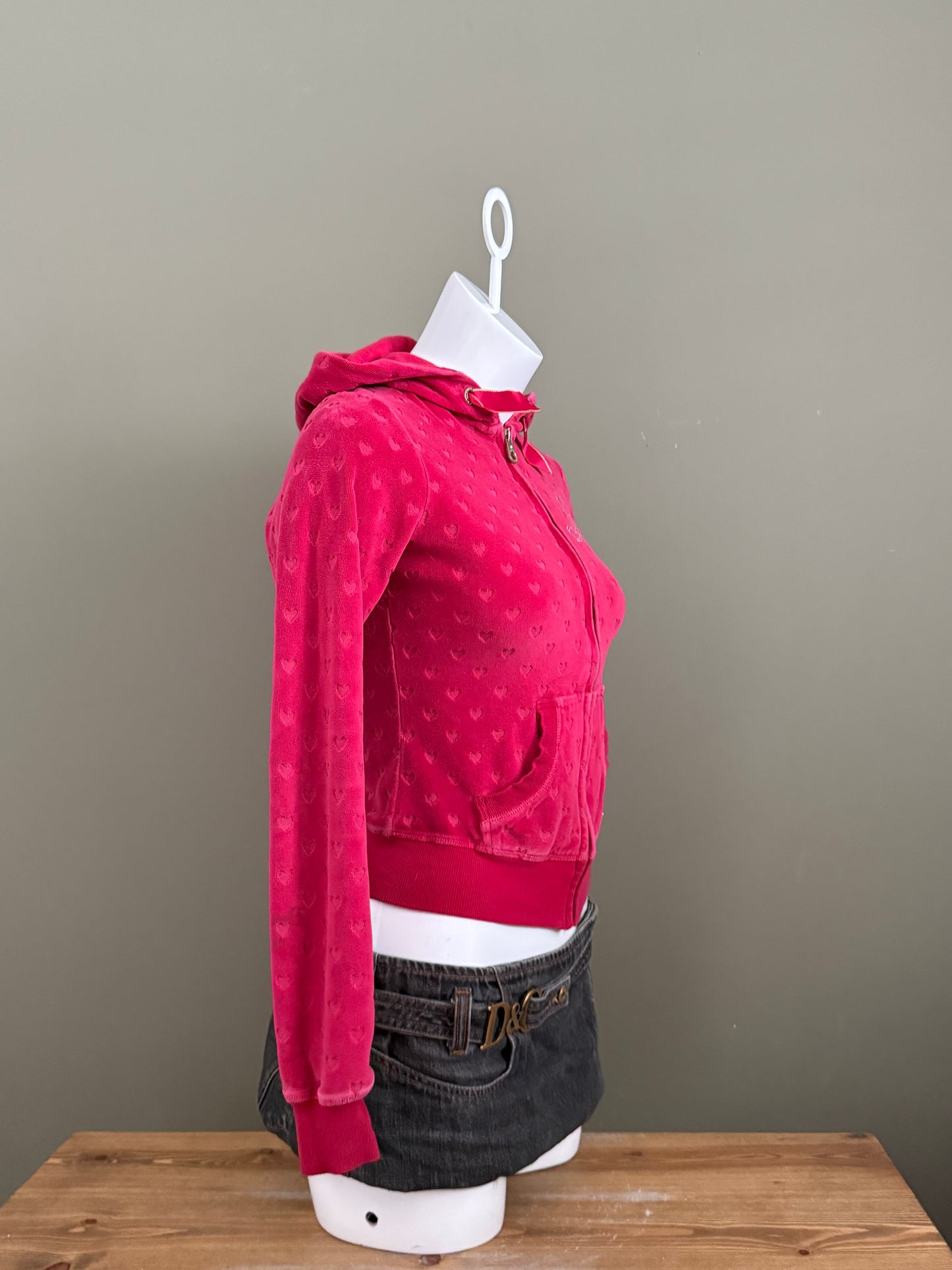 Lipsy Velour Heart Tracksuit Hoodie (XS)