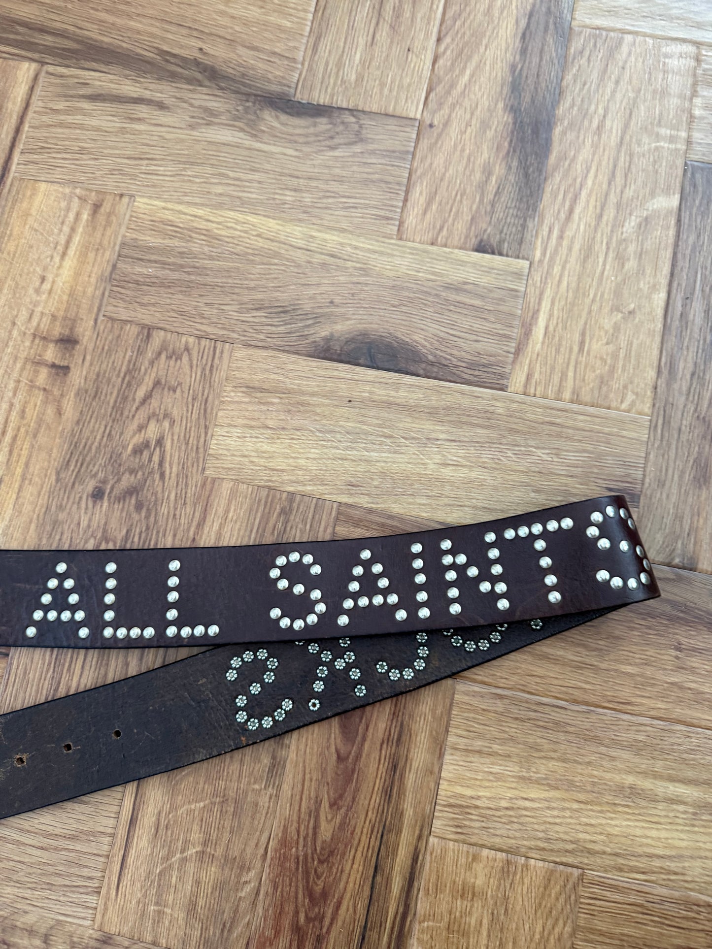 Allsaints Rocks Leather Studded Belt (S)