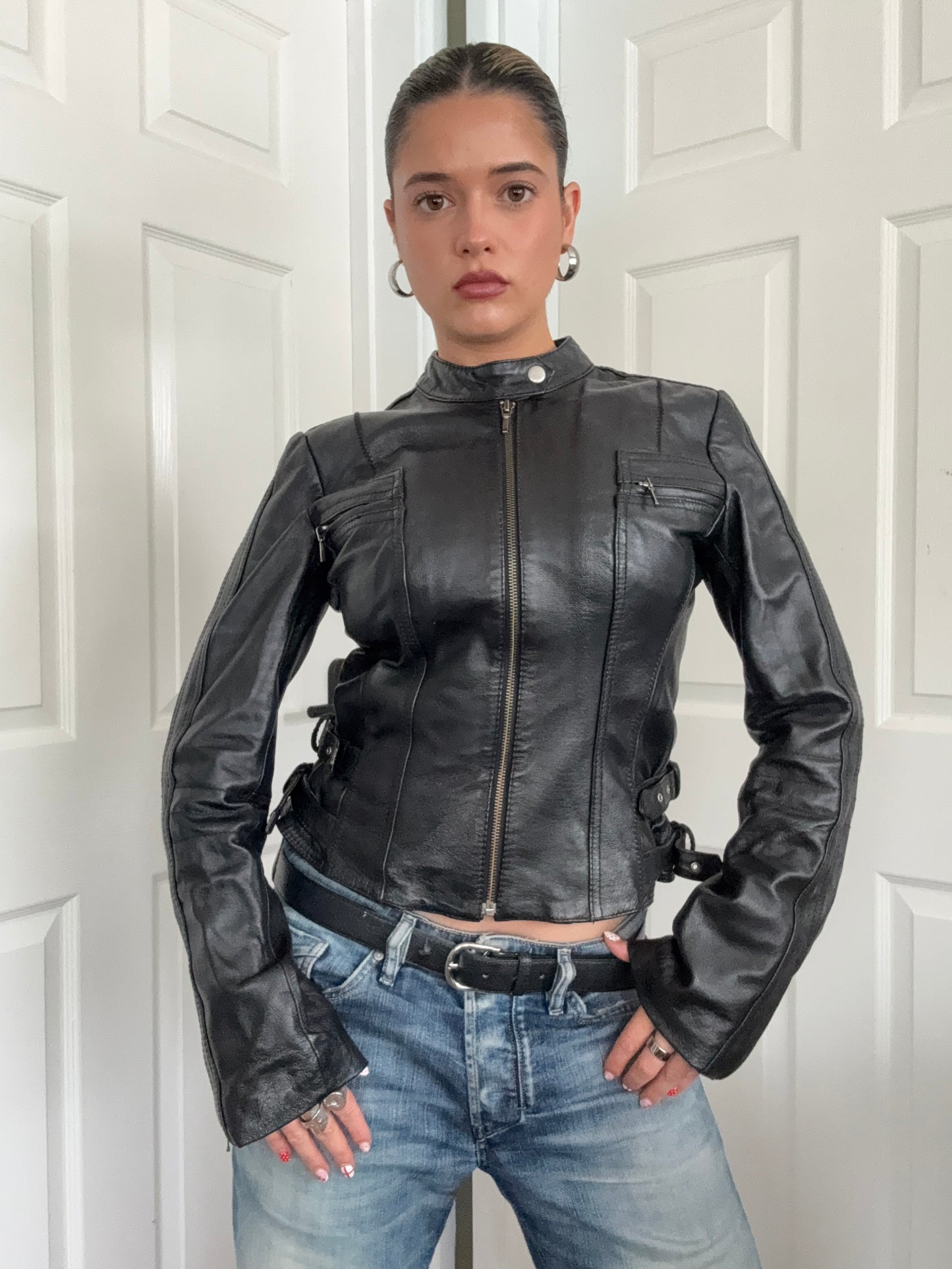 Leather Biker Jacket (UK10)