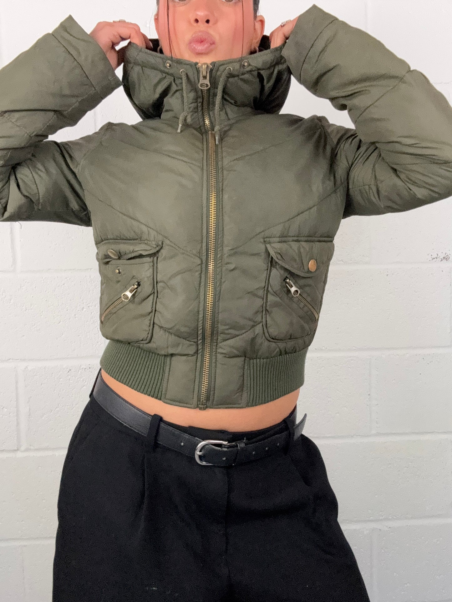 Khaki Puffer Jacket (M)