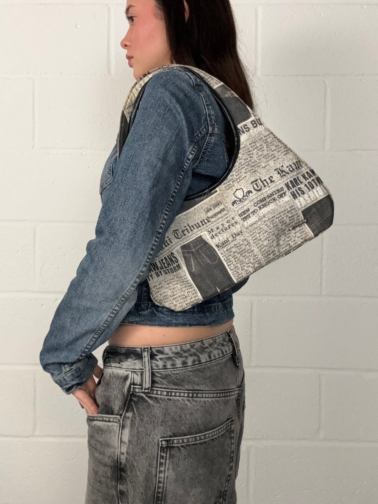 Bulaggi Newspaper Print Shoulder  Bag