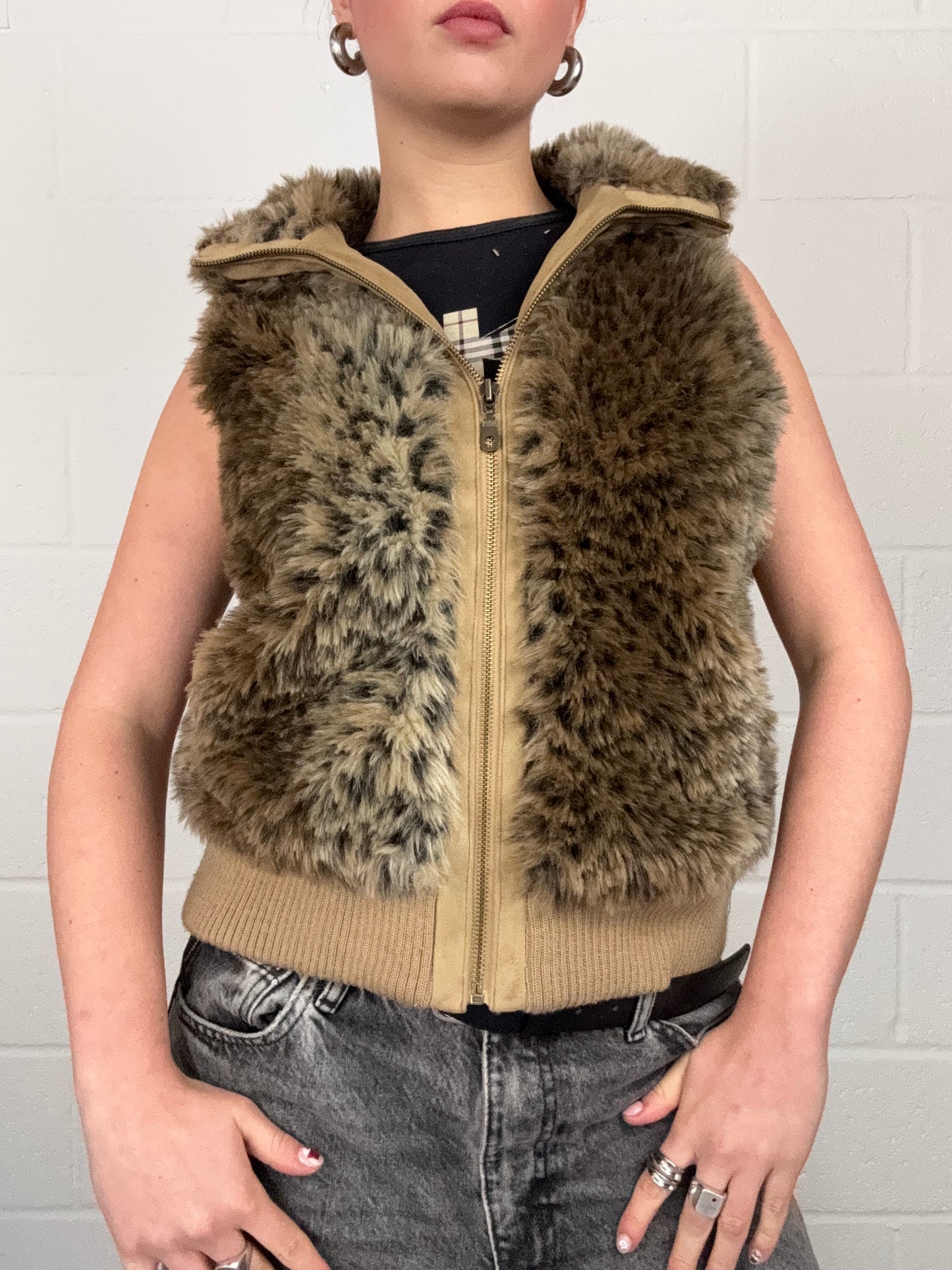 Y2K Leopard Faux Fur Gilet