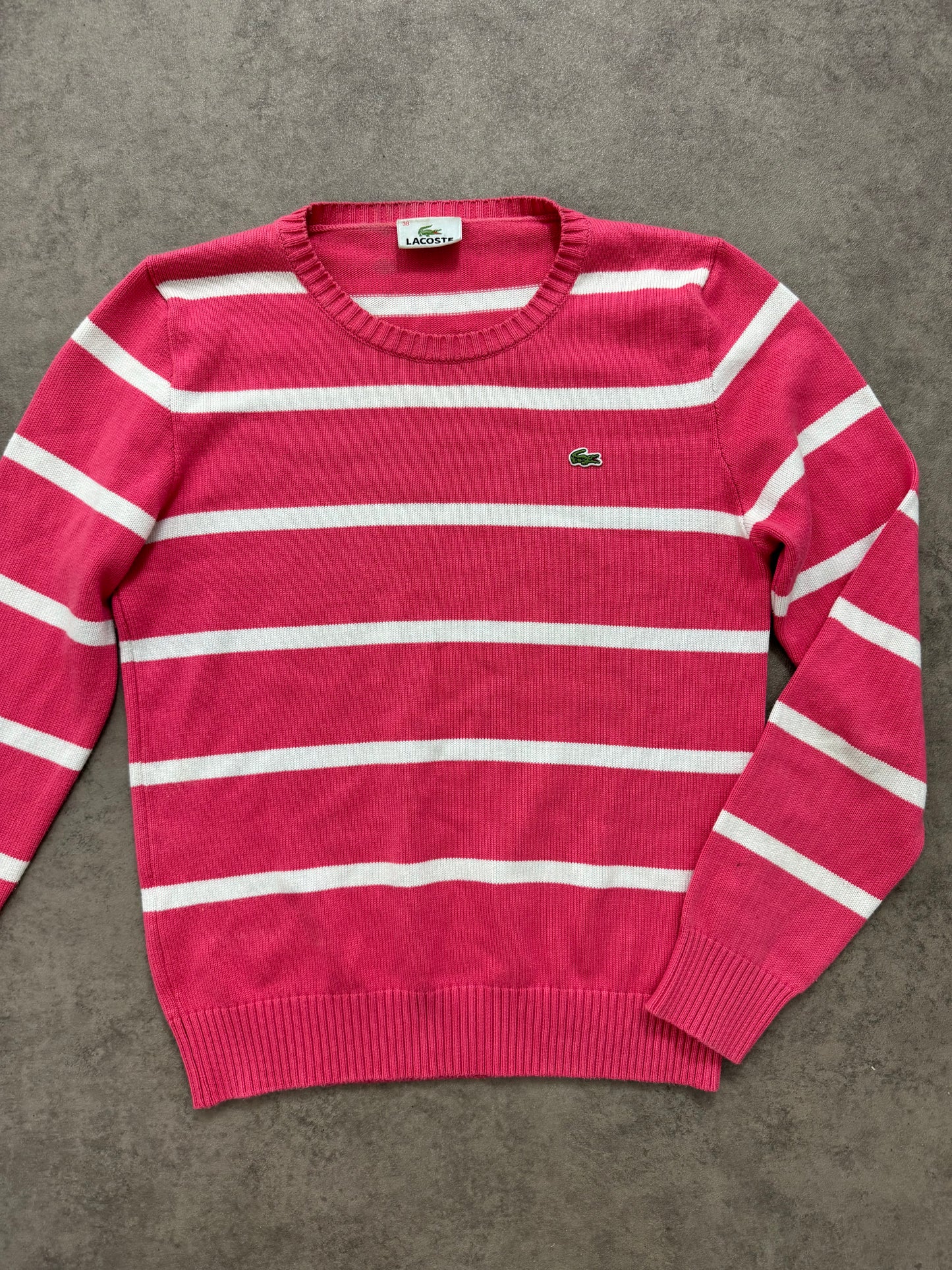 Lacoste Pink Striped Knit Jumper