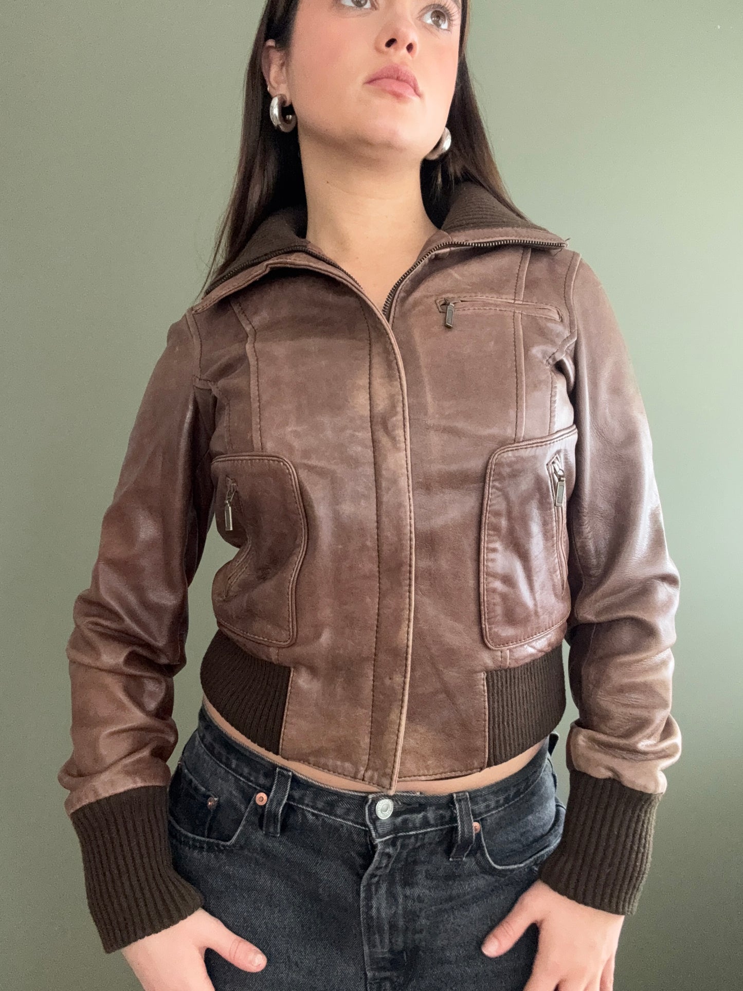 Oasis Brown Leather Jacket