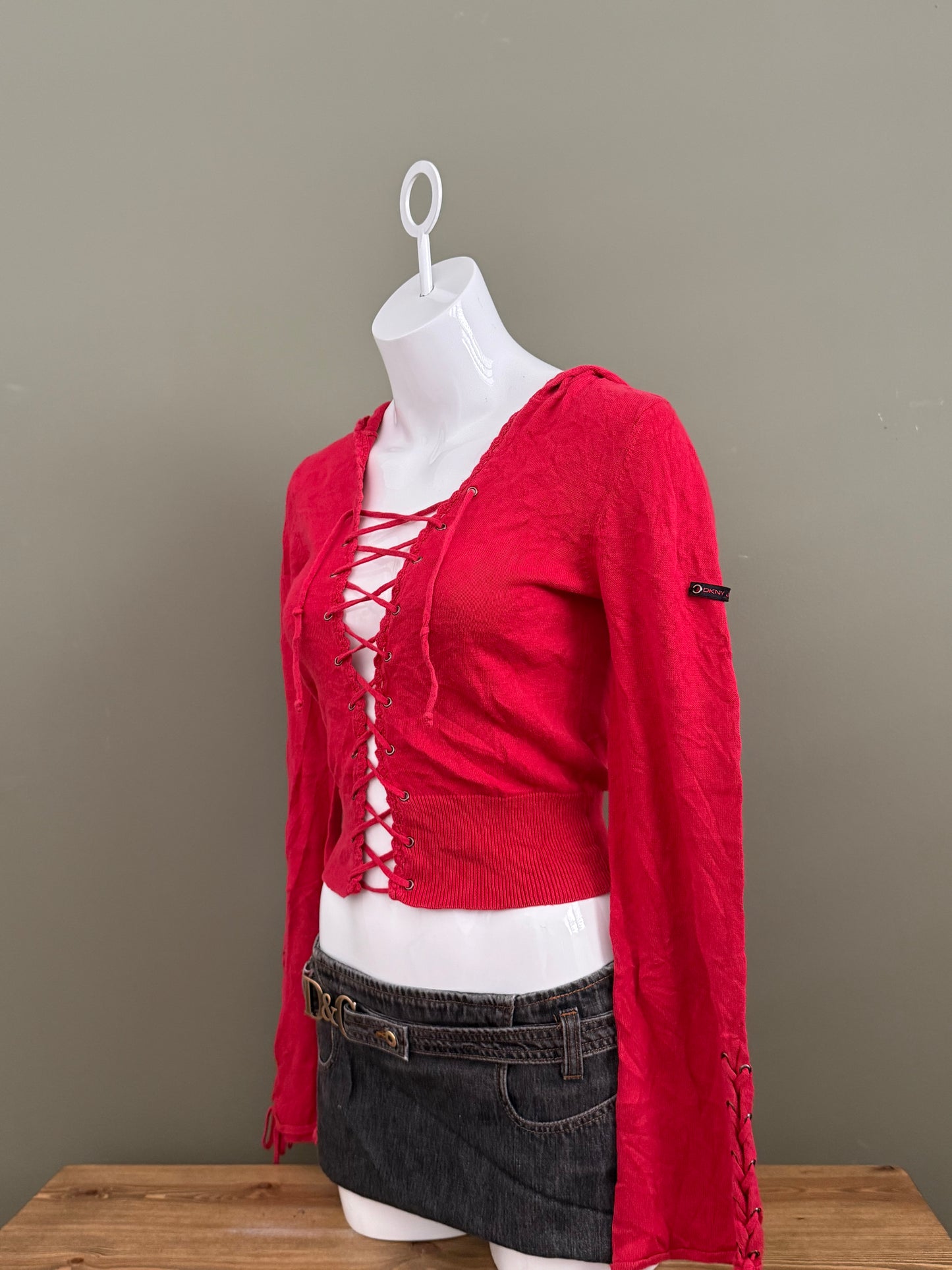 DKNY Hooded Lace Up Jumper (M)